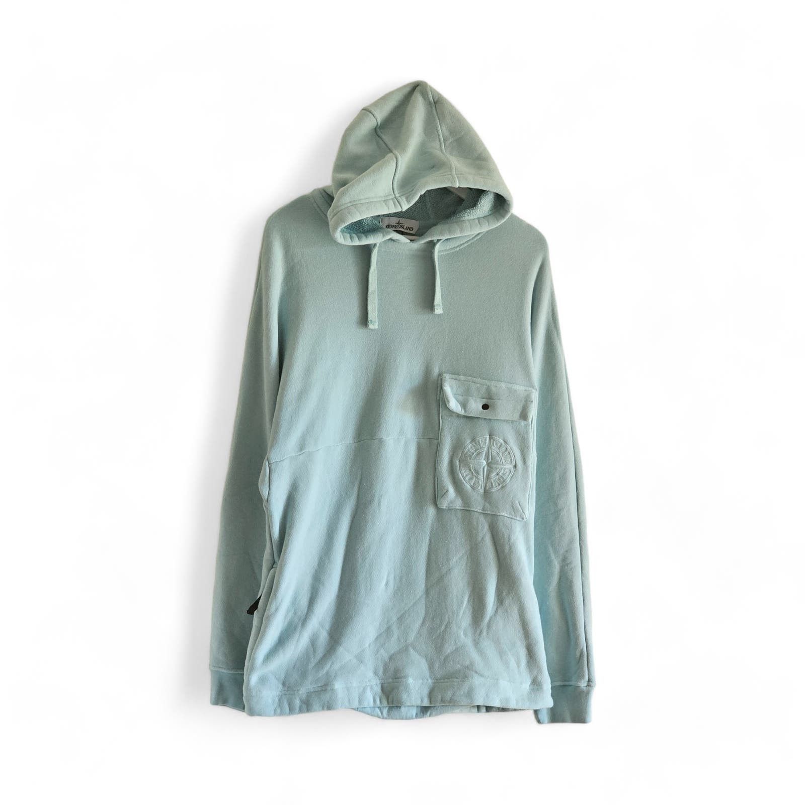 image of Stone Island Diagonal Stretch French Terry Hoodie Large NWT $670 in Blue, Men's