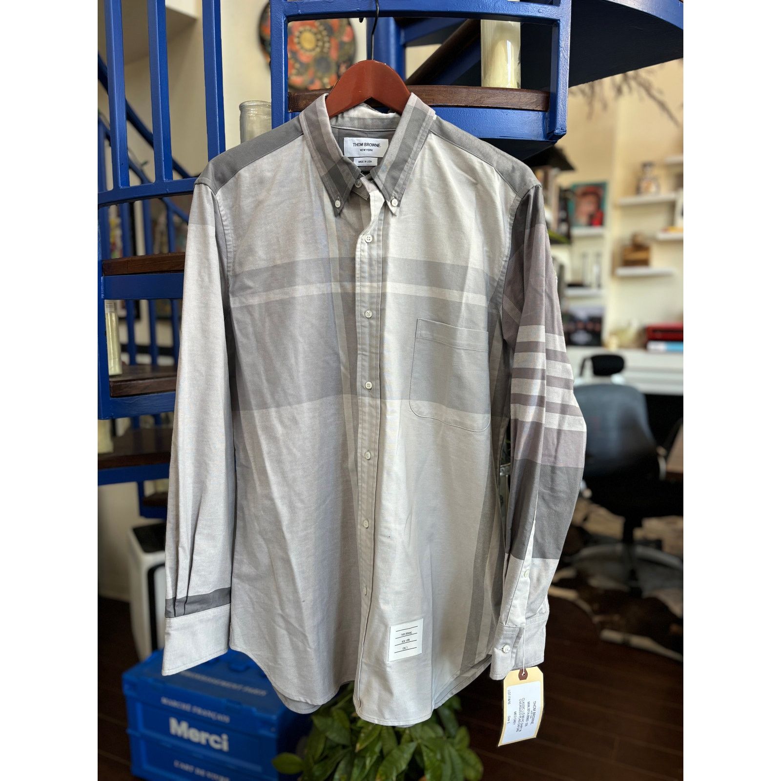 Thom Browne Thom Browne Grey Plaid Oxford Button Down (XXL/5) NEVER WORN Size US XXL / EU 58 / 5 - 1 Thumbnail