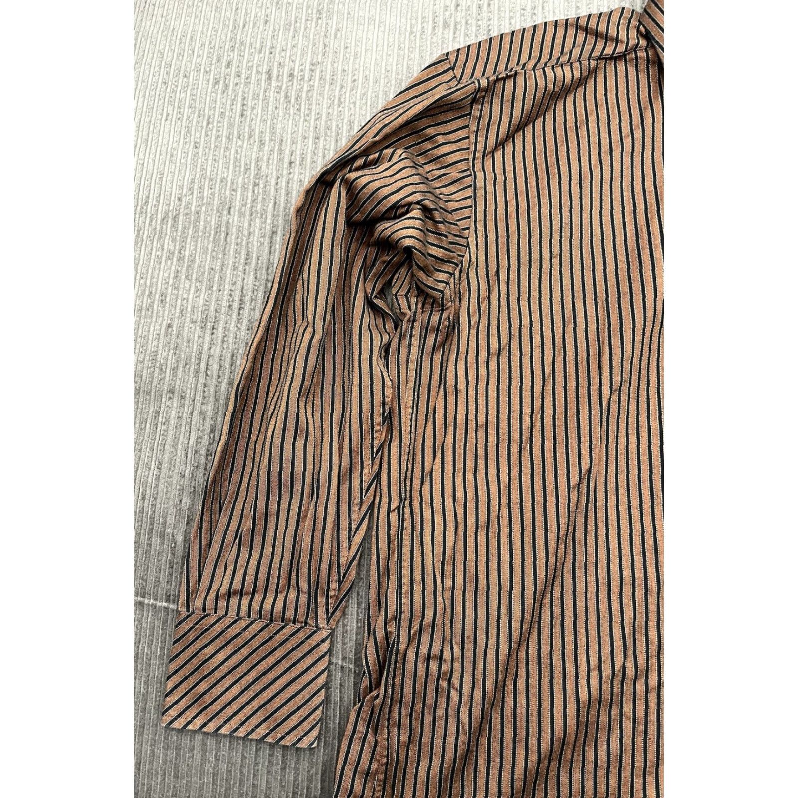 Ted Baker Ted Baker Long Sleeve Button-Up Shirt Men 16 Multicolor Striped Casual Formal Button-Down Collar Brown Black Size US L / EU 52-54 / 3 - 7 Thumbnail