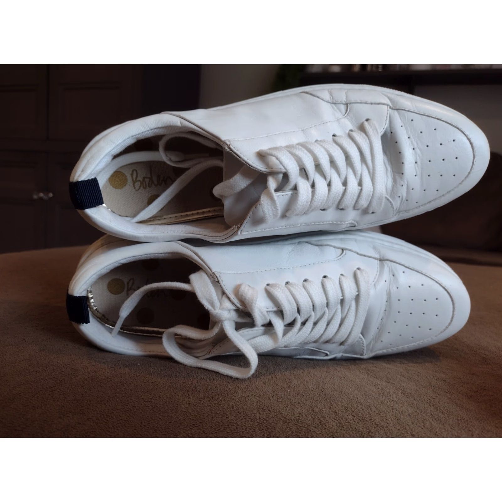 Boden Boden Maria Shoes Women's 40 / 8.5 White Leather Low Top Casual Lace Up Sneakers Size M / US 6-8 / IT 42-44 - 4 Thumbnail