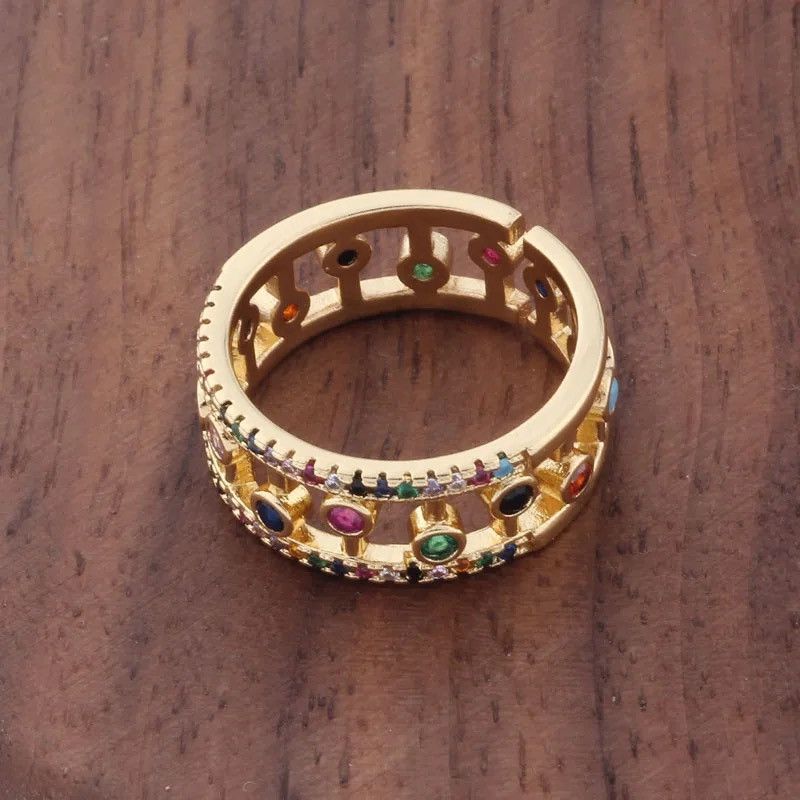 Jewelry Creative Rainbow Zircon Rings Size ONE SIZE - 3 Thumbnail