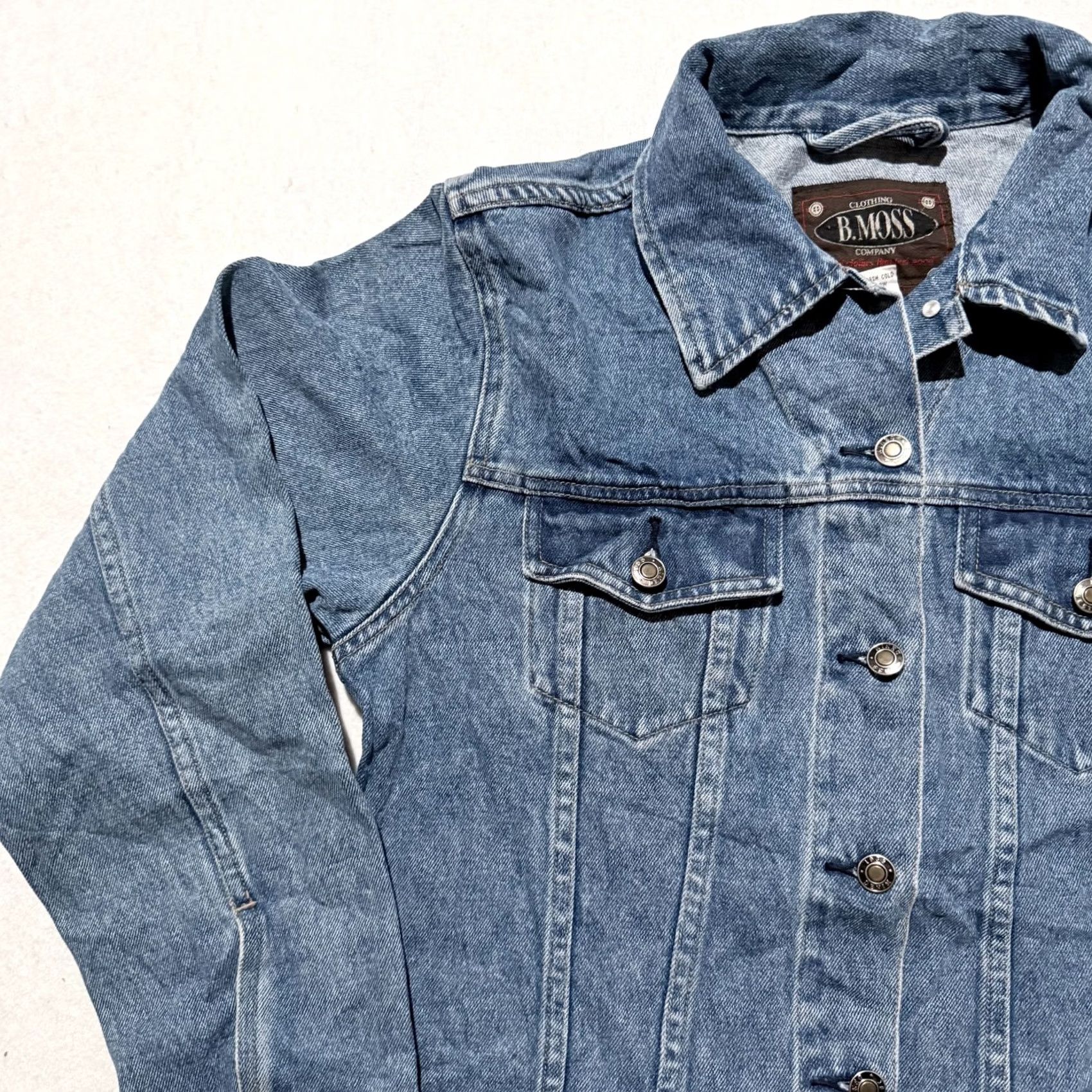 Denime Vintage B. Moss Denim Jacket Blue Cotton Button Classic Men Large Denim Jean Jacket Size US 33 - 3 Thumbnail