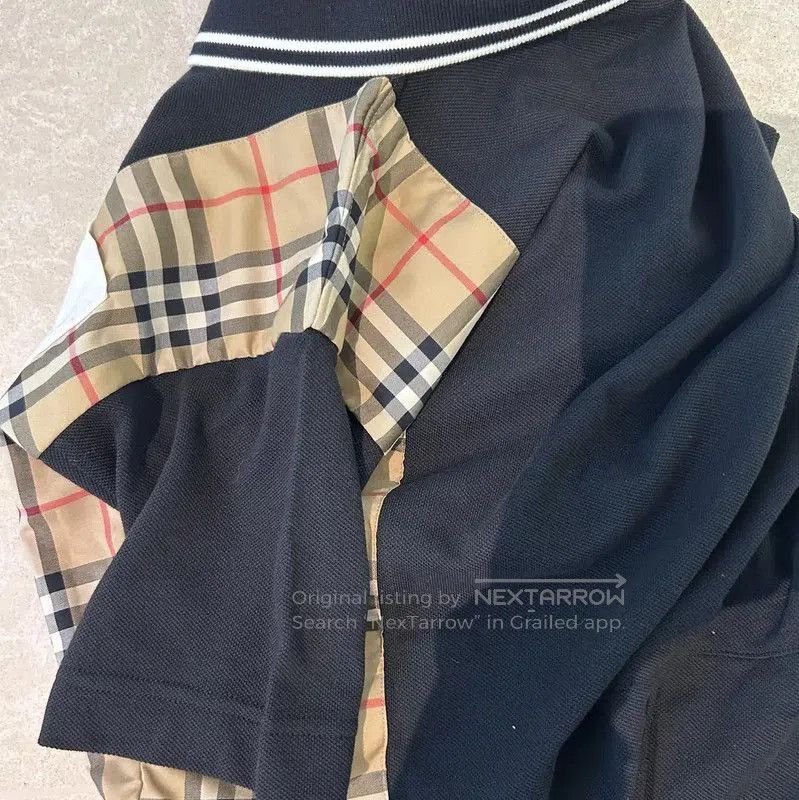 Burberry Black Cotton Women's Dress with Plaid Detail.
