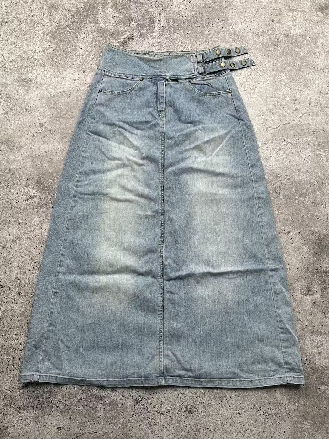 image of Avant Garde Vintage Denim Flare Skirt in Blue, Women's (Size 26)