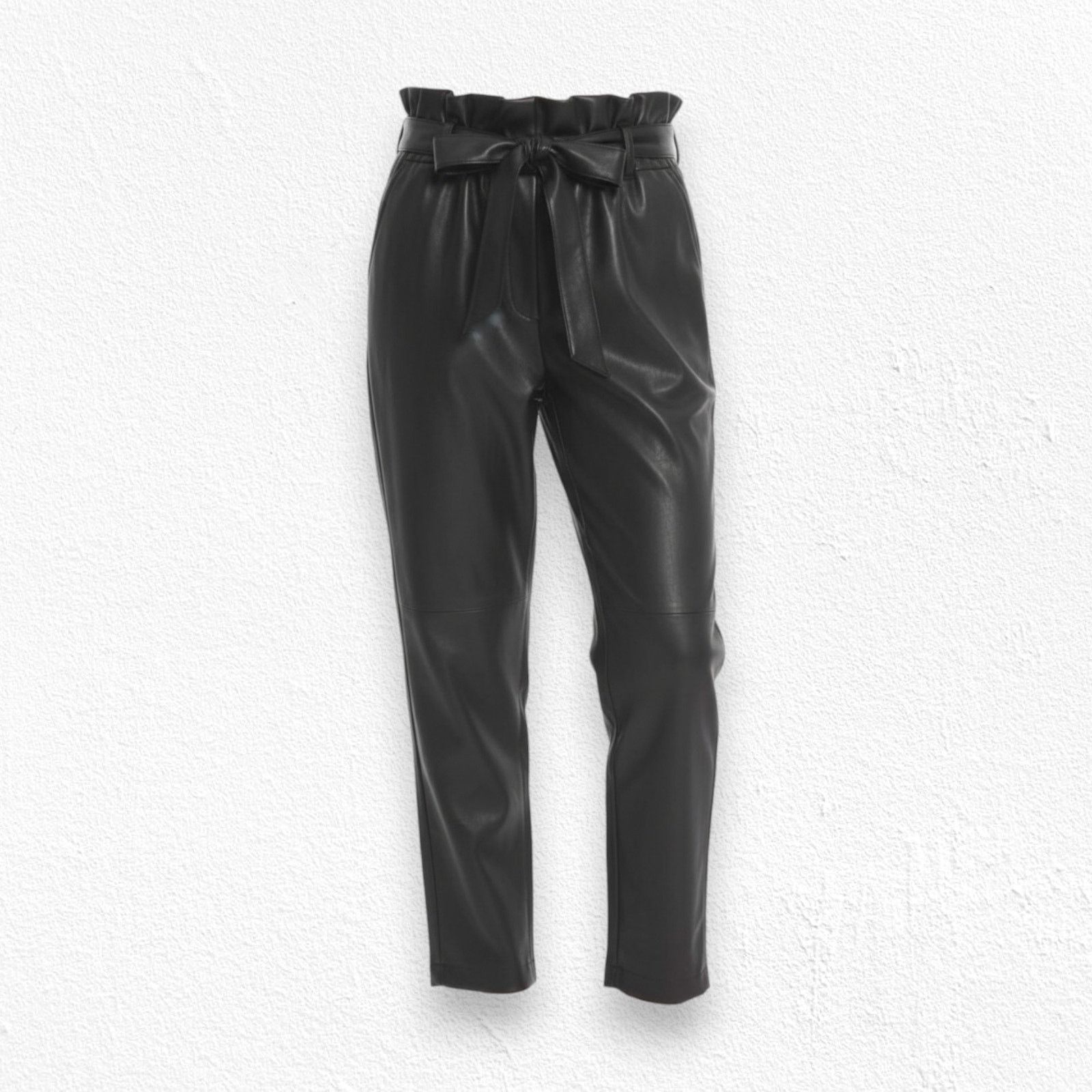 Other Black Faux Leather High Waisted Straight Pants Size Small Size 28" / US 6 / IT 42 - 1 Thumbnail