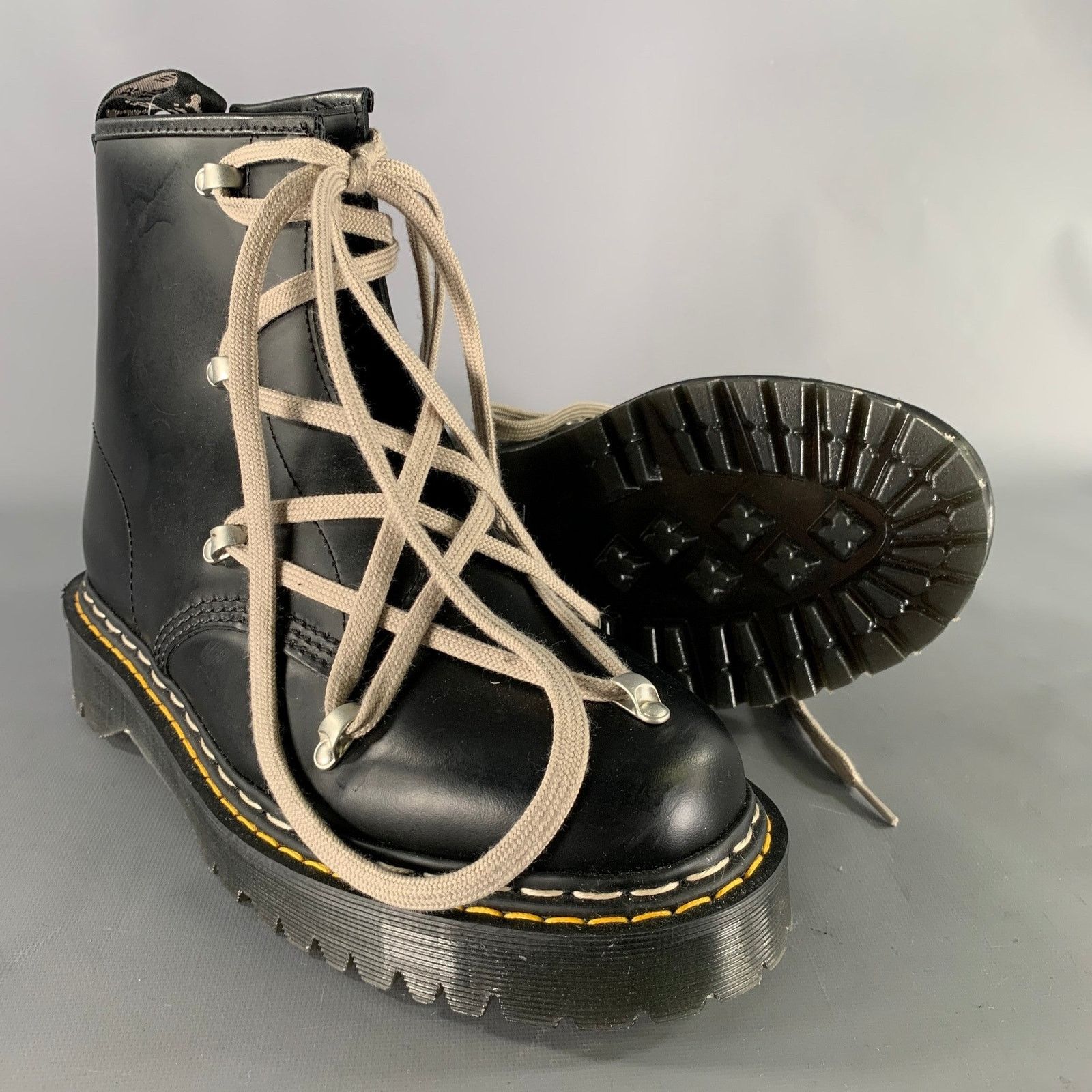 Dr. Martens DOC MARTENS Size 9 Black Yellow Solid Leather Boots Size US 9 / EU 42 - 5 Thumbnail