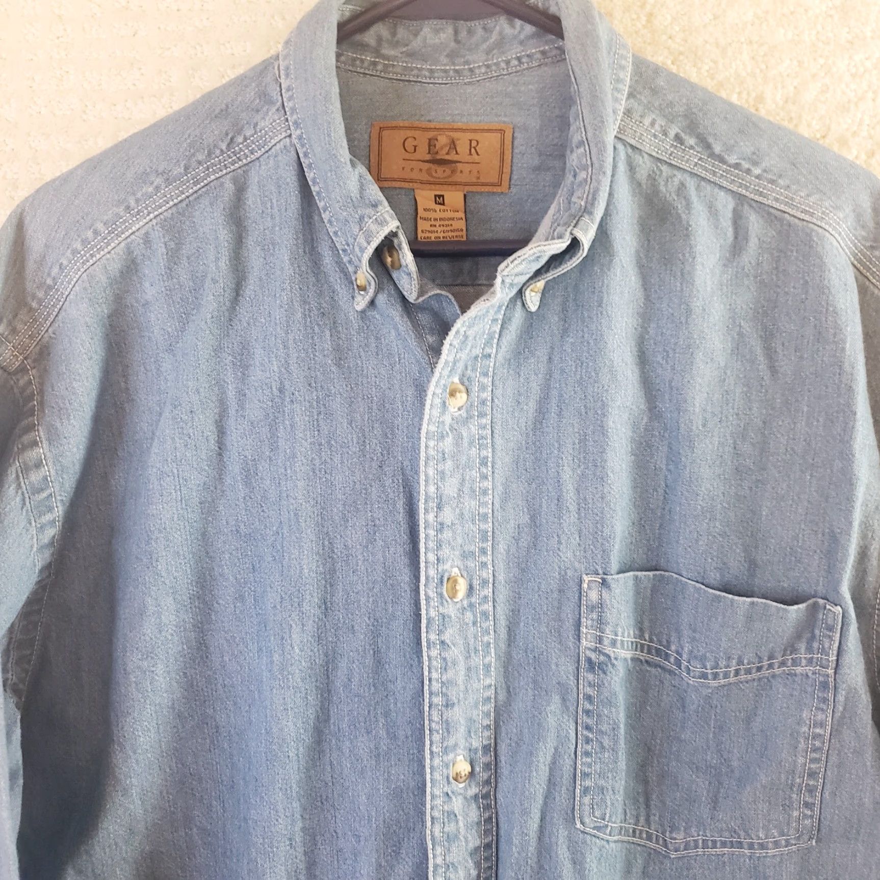Denime Gear for Sports Men's M Blue Denim Button-Down Long Sleeve Shirt Size US M / EU 48-50 / 2 - 3 Thumbnail