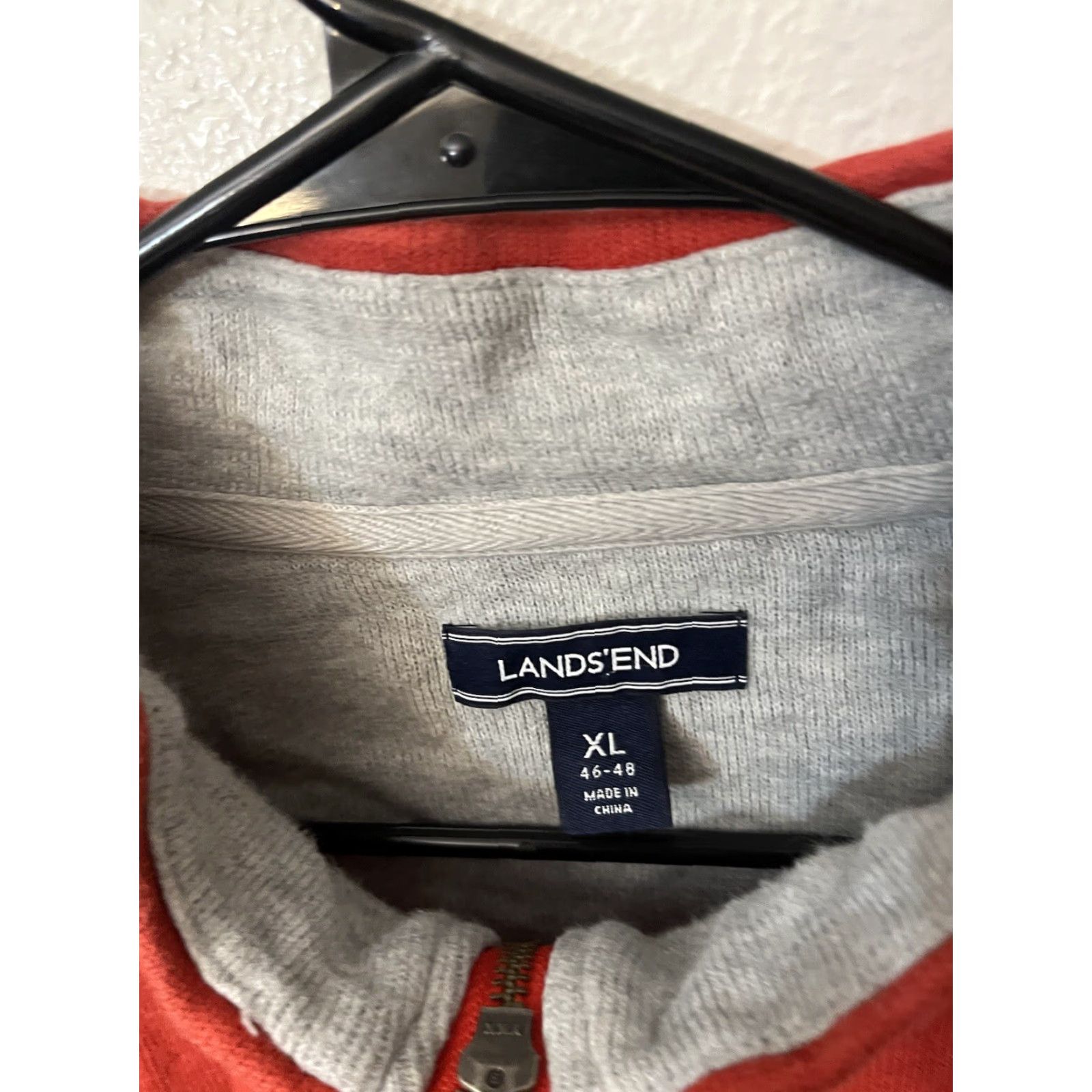 Lands' End Lands' End 1/4 Zip Pullover Sweater Mens XL Orange Cotton Casual Outdoor Preppy Size US XL / EU 56 / 4 - 3 Thumbnail