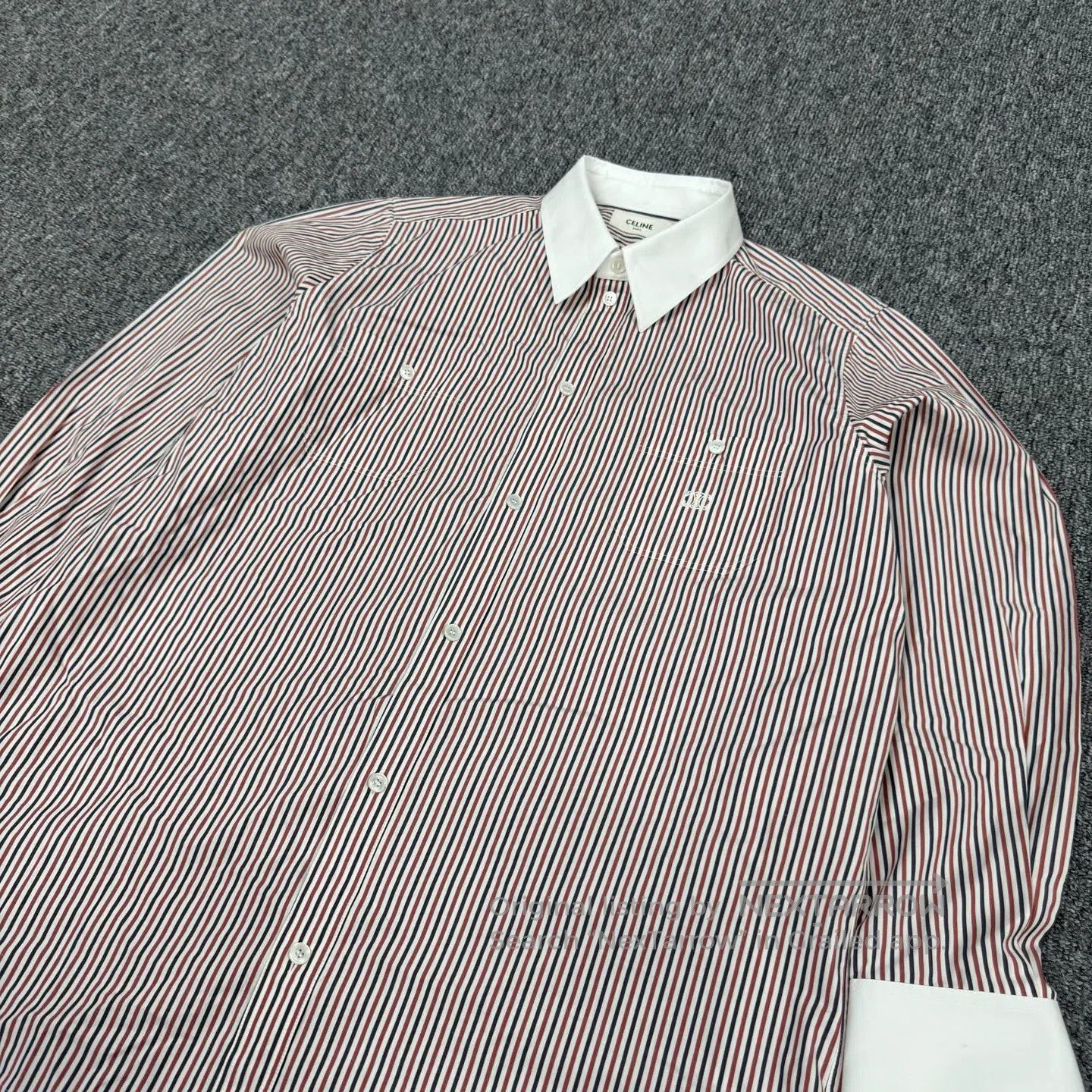 Celine CELINE Embroidery; vertical stripes; long-sleeved shirt| Size US L / EU 52-54 / 3 - 3 Thumbnail