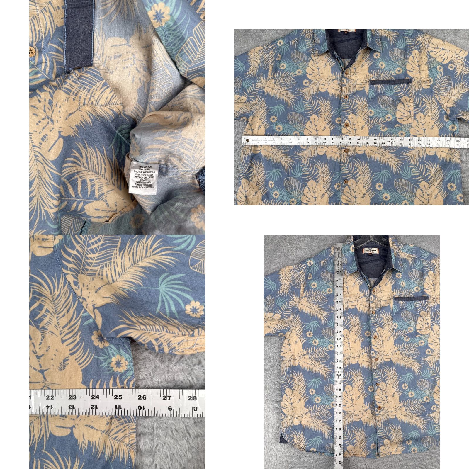 Vintage VINTAGE Pacific Marlin Shirt Men's 2XL Blue Floral Palm Leaf Hawaiian Size US XXL / EU 58 / 5 - 8 Thumbnail