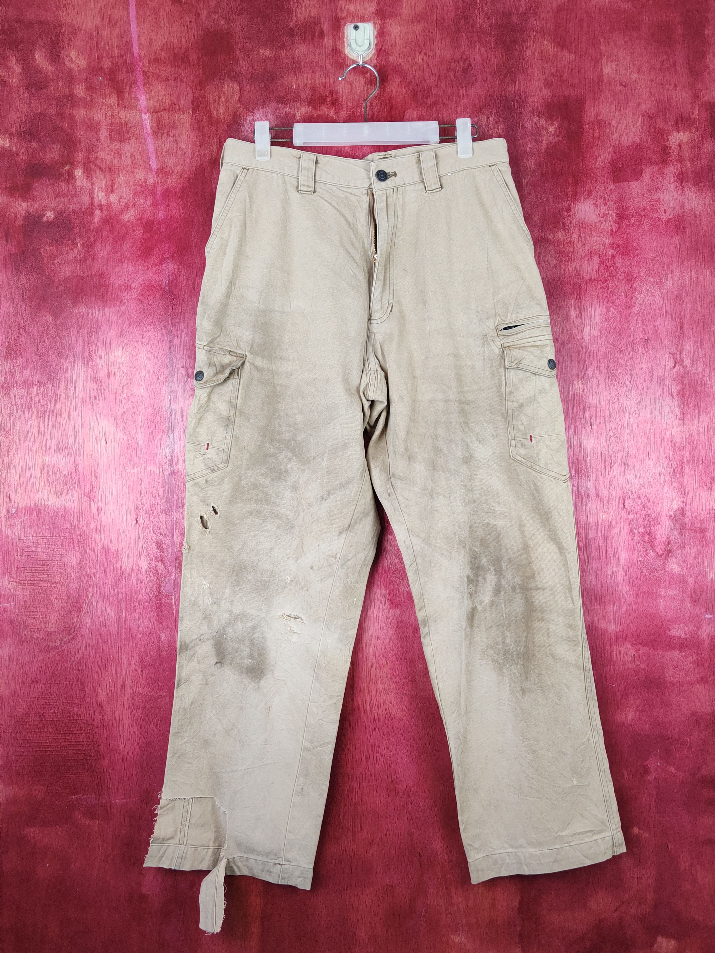 image of Vintage x Workers Jichodo-Zdragon Brown Multipocket Cargo Pants S1401, Men's (Size 31)