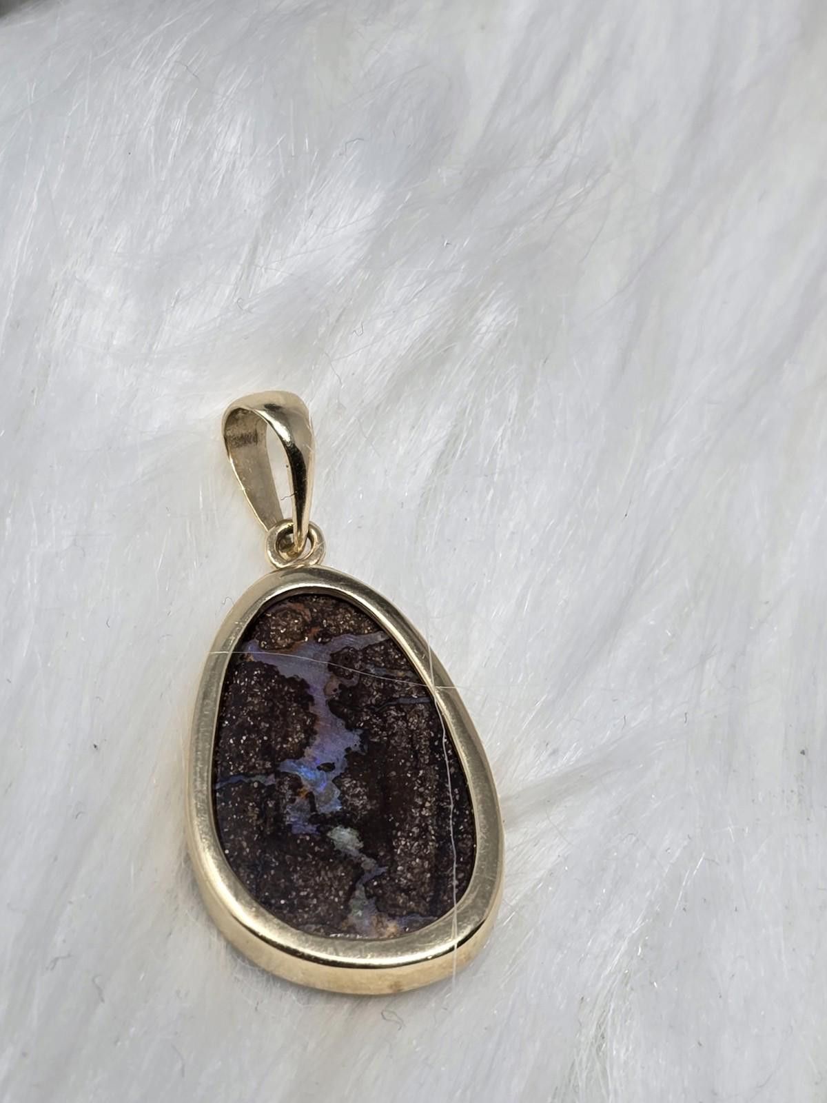 The Unbranded Brand 14k Yellow Gold Electric Australian Boulder Opal Pendant Size ONE SIZE - 4 Thumbnail