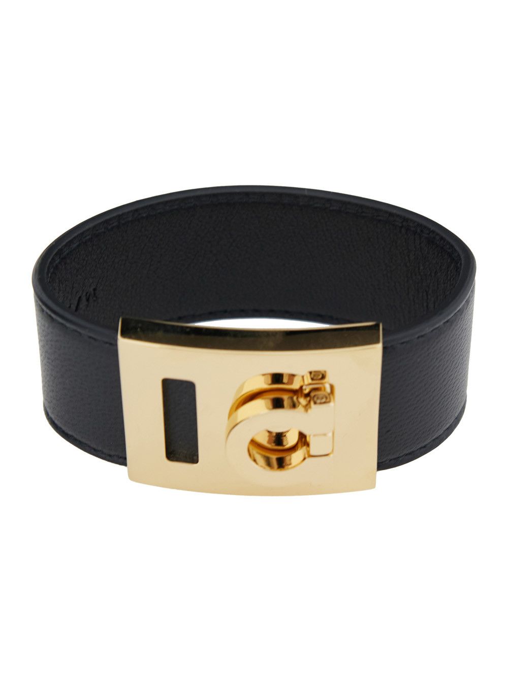 Salvatore Ferragamo 'Hug' Black Bracelet with Gancini Detail in Smooth Leather Woman Size ONE SIZE - 1 Thumbnail