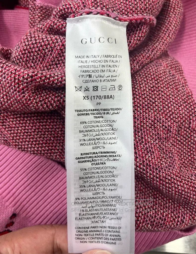 Gucci Gucci Pink love pattern inlaid V-neck single-breasted knit Size XS / US 0-2 / IT 36-38 - 5 Thumbnail