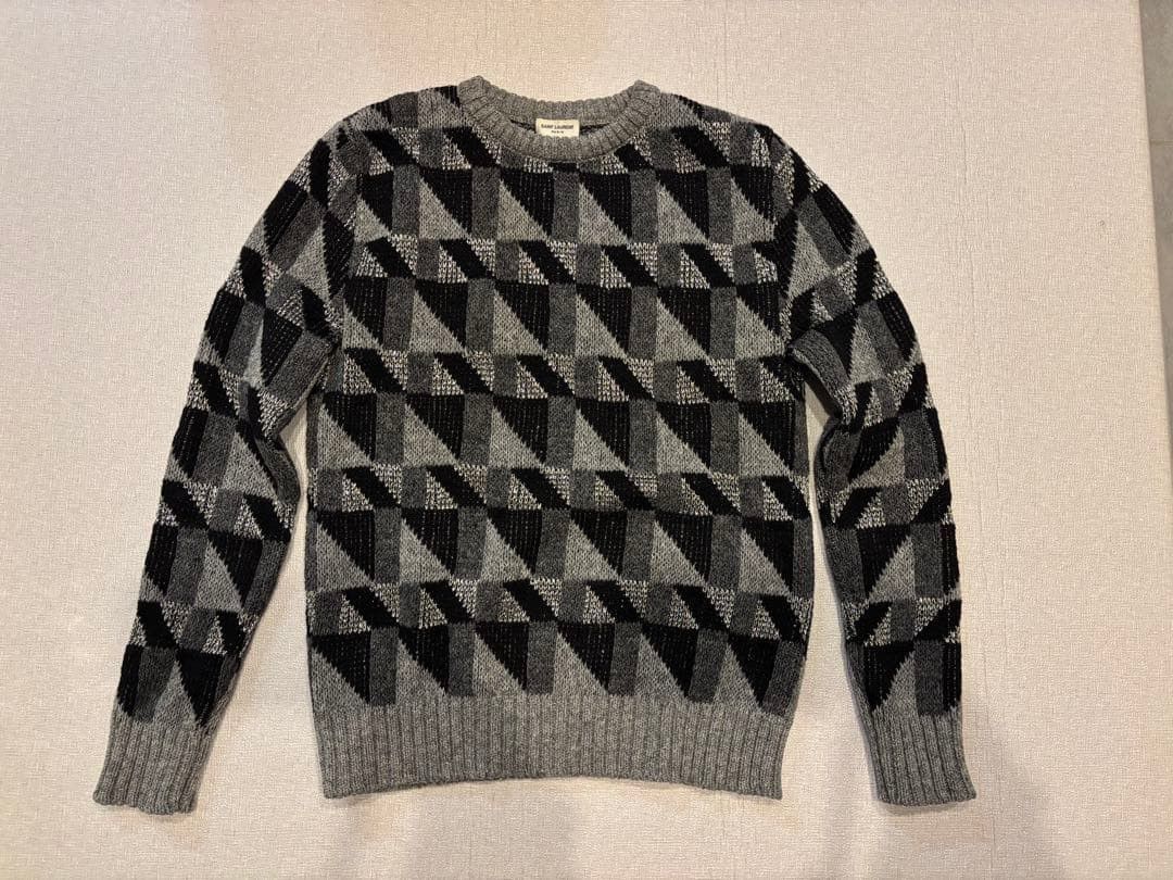 Saint Laurent Paris FW15 Geometric Reflective Sweater Size US S / EU 44-46 / 1 - 1 Thumbnail