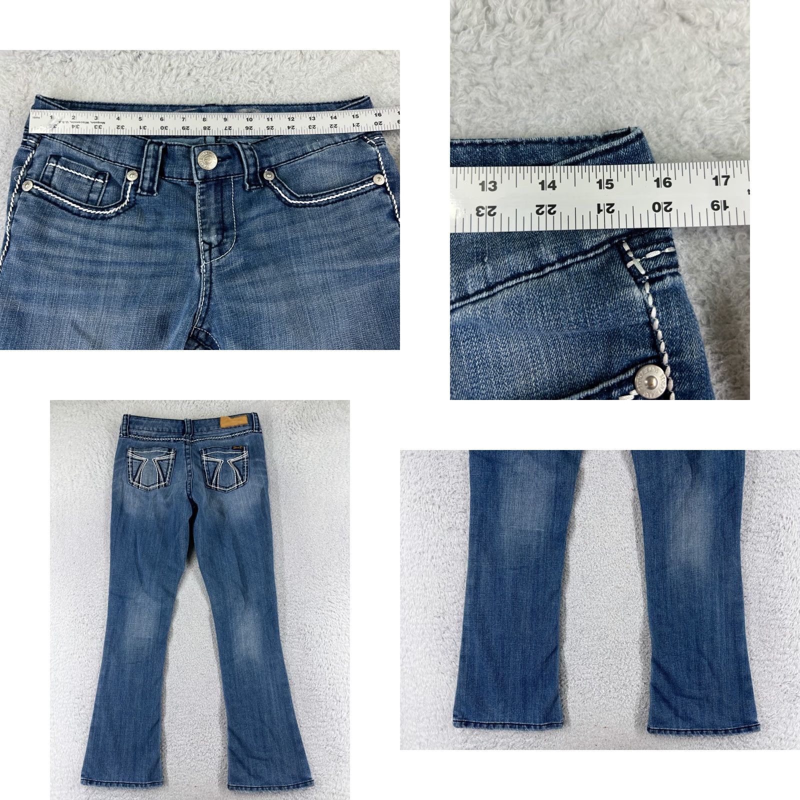 Vintage Seven7 Jeans Women 8 Blue Denim Slim Flared 30x30 Cotton Embroidered Pocket 5-Pocket Low Rise Regular Vintage No N/A Size 32" / US 10 / IT 46 - 9 Thumbnail