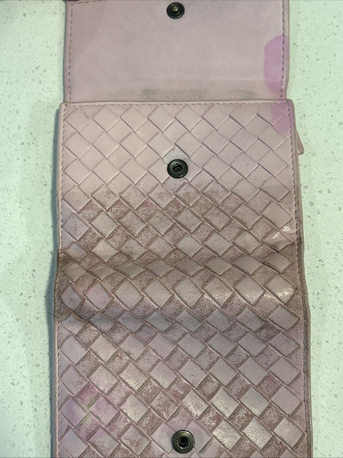 Bottega Veneta Bottega Veneta Pink Leather Woven Wallet Bi Fold Card Holder Size ONE SIZE - 4 Thumbnail