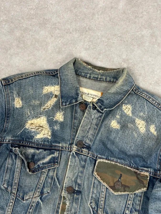 Polo Ralph Lauren 2010s Ralph Lauren Blue Camo Distressed Denim Jacket Size US M / EU 48-50 / 2 - 5 Thumbnail