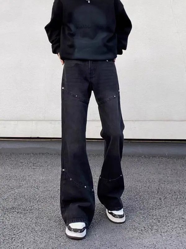 VIBE Street hip-hop spliced studded baggy micro jeans Size US 34 / EU 50 - 2 Thumbnail