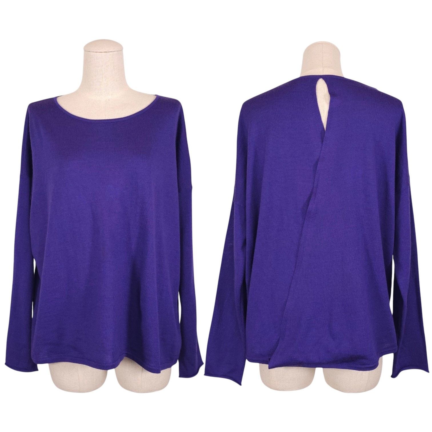 Eileen Fisher Eileen Fisher Merino Wool Open Back Sweater Purple Sz Medium Size M / US 6-8 / IT 42-44 - 1 Thumbnail