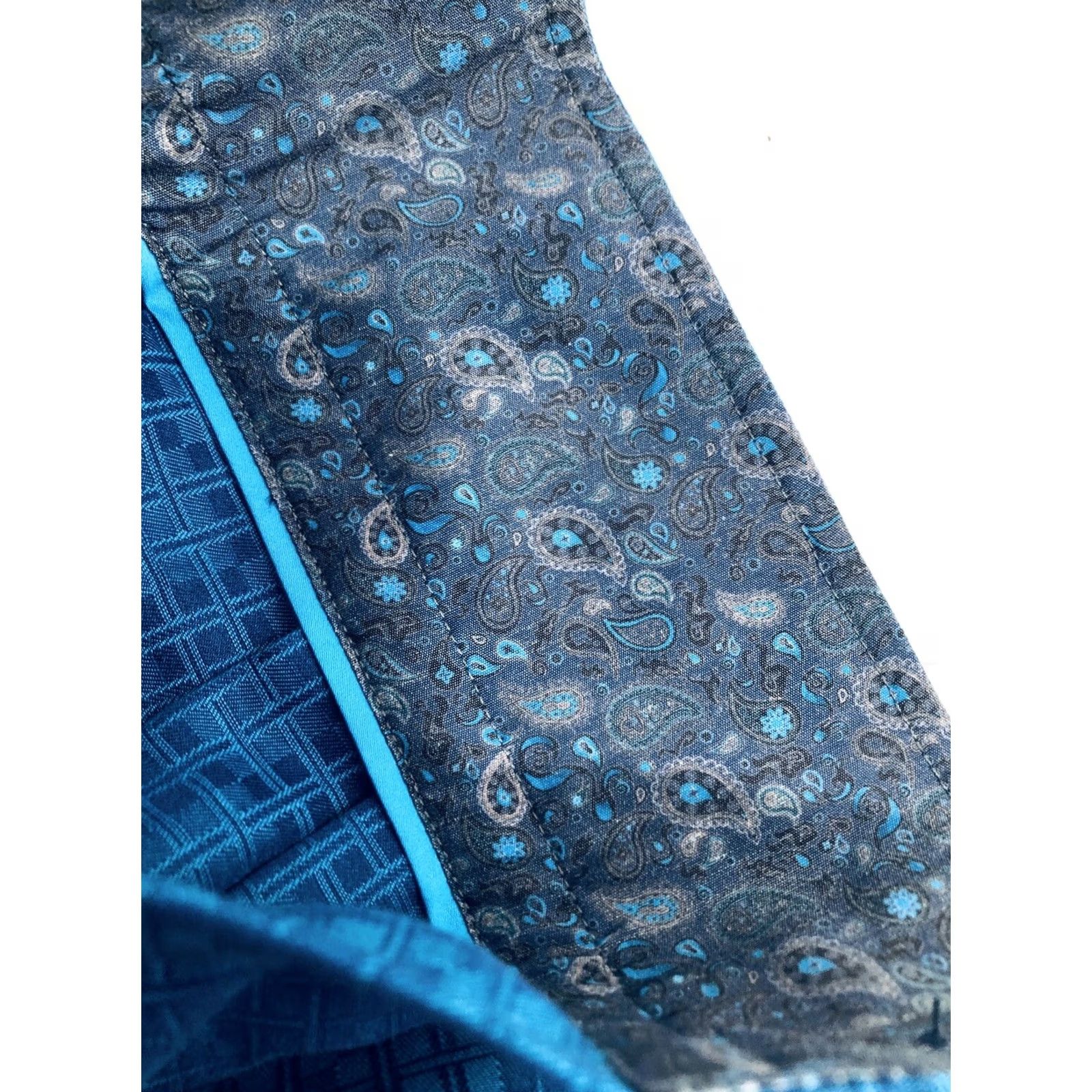 Luchiano Visconti Luchiano Visconti Geometric Shiny Button-Up Shirt / New w Tags - Blue & Greenish Blue, L, Long Sleeve, Regular, Men’s Size US L / EU 52-54 / 3 - 7 Thumbnail