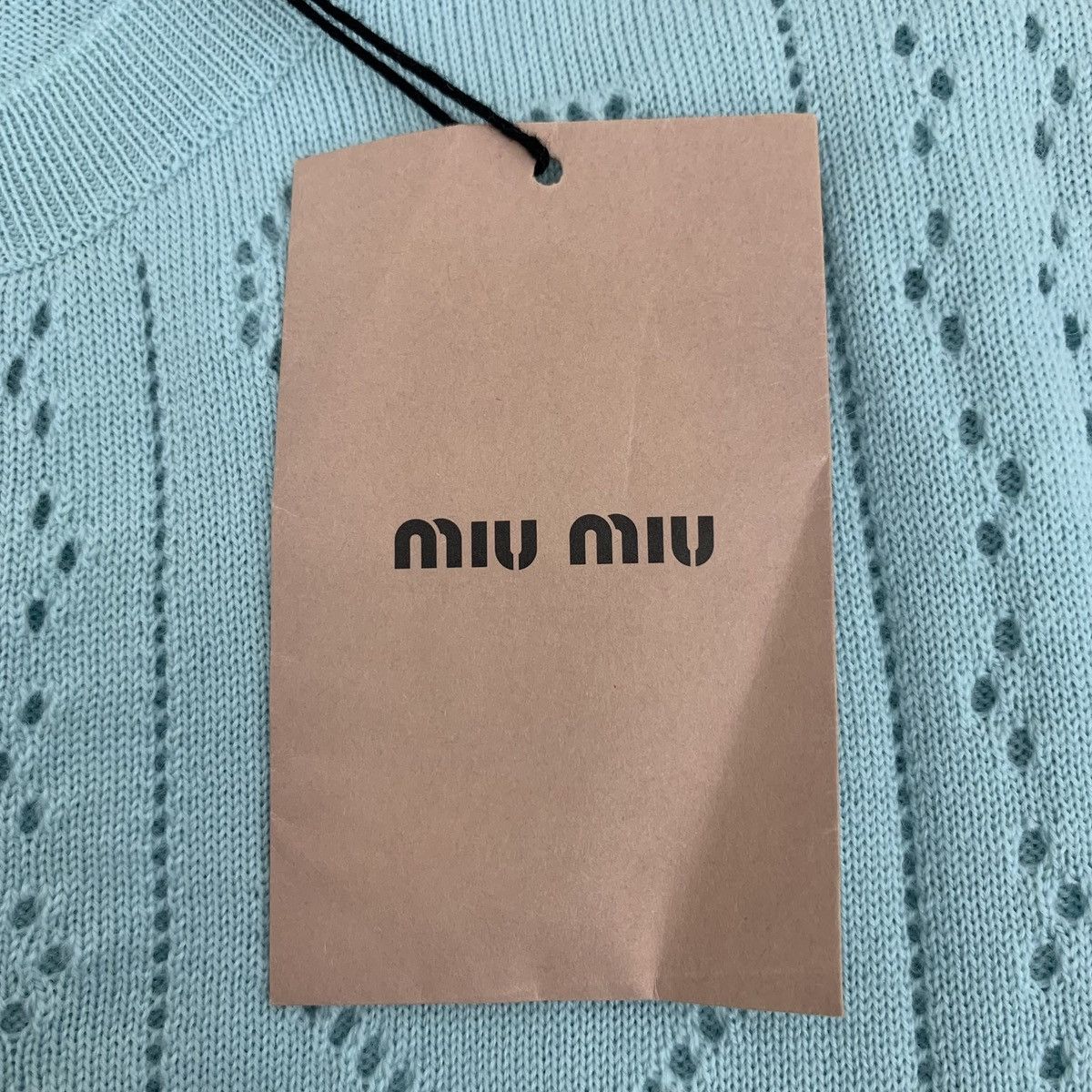 Miu Miu Miu Miu Light Blue Hollow Out Wool Knit Cardigan K26WX Size S / US 4 / IT 40 - 7 Thumbnail
