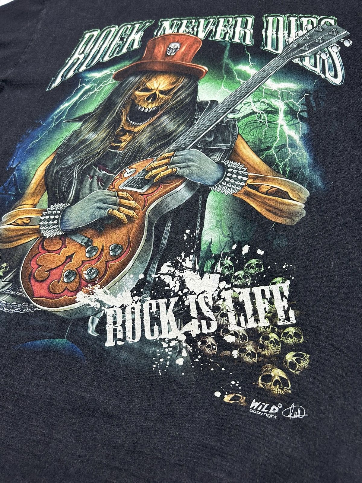 Band Tees Vintage Y2K Rock Never Dies 666 Skeleton T-Shirt Size US XL / EU 56 / 4 - 8 Thumbnail
