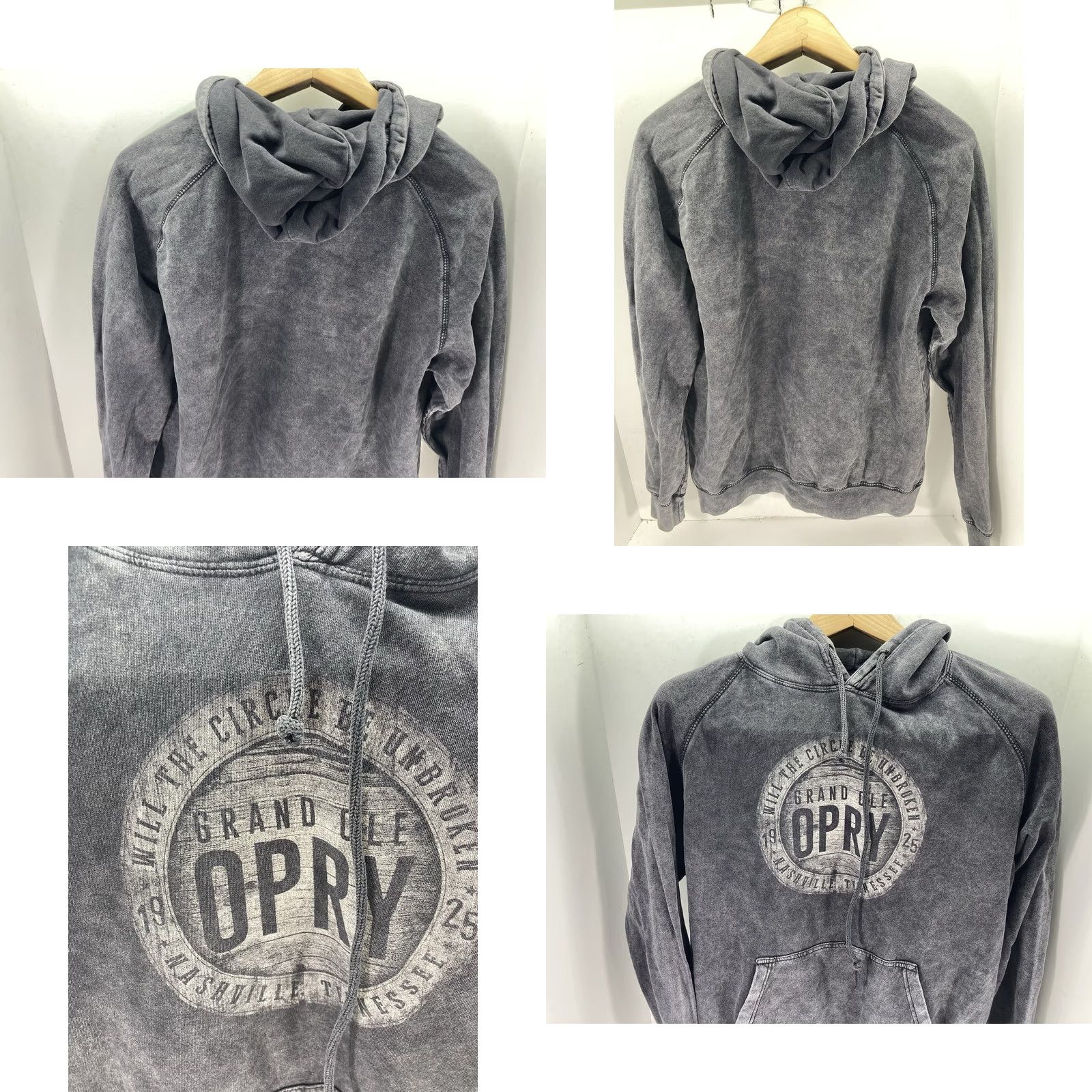 Vintage Grand Ole Opry Hoodie Sweatshirt Men Medium Gray Pullover Distressed Casual Shirt Mens M Gray Distressed Pullover Hoodie Size US M / EU 48-50 / 2 - 8 Thumbnail