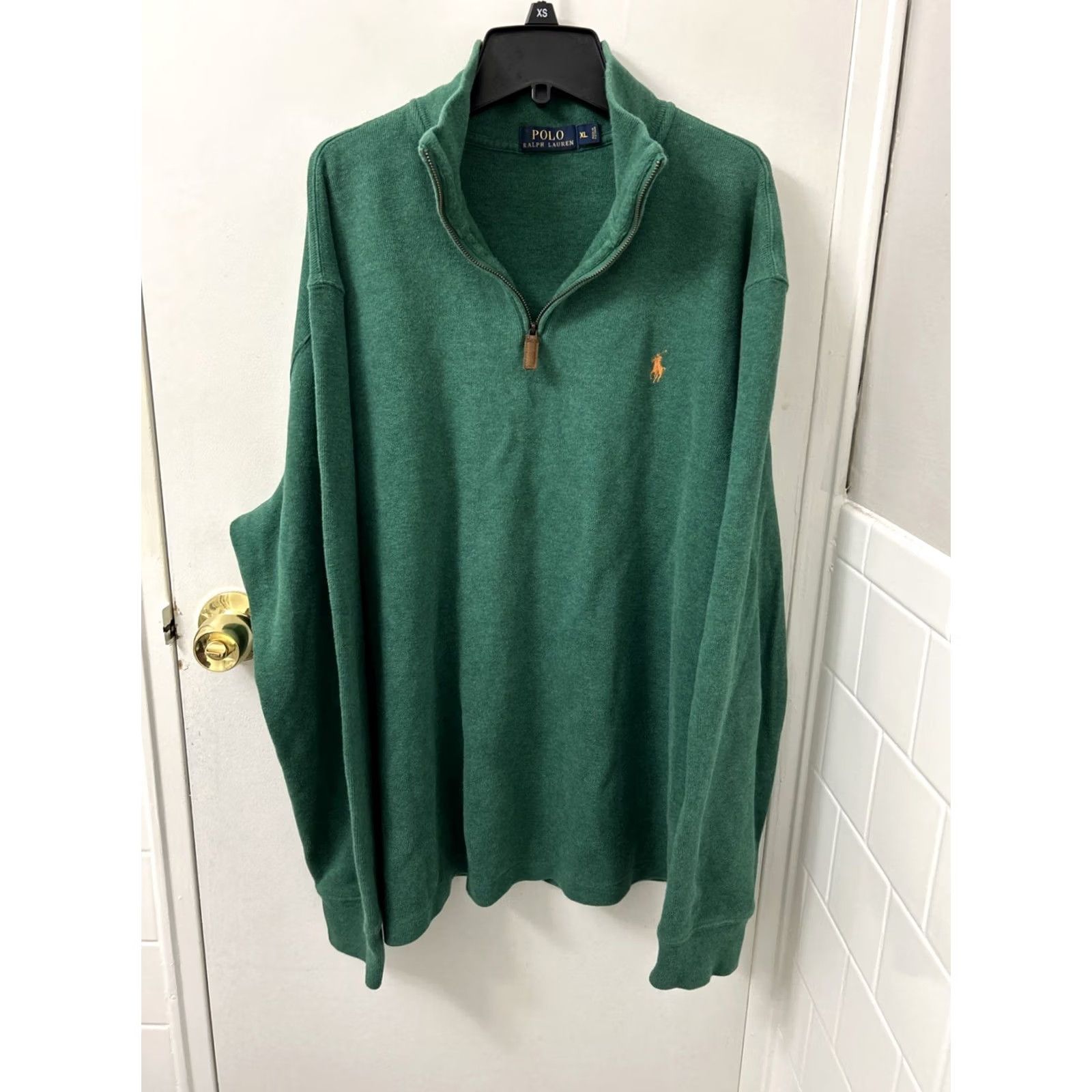 Ralph Lauren Polo Ralph Lauren Sweater Mens XL Green 1/4 Zip Pullover Rib Knit High Neck Long Sleeve Embroidered Pony Logo Classic Preppy Size US XL / EU 56 / 4 - 7 Thumbnail
