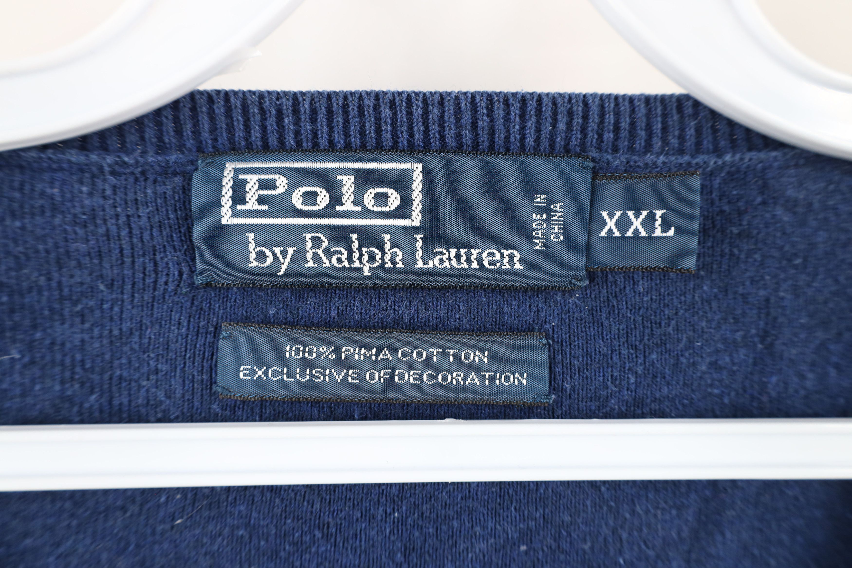 Ralph Lauren Vintage 90s Ralph Lauren Pima Cotton Knit Sweater Vest Blue Size US XXL / EU 58 / 5 - 5 Thumbnail