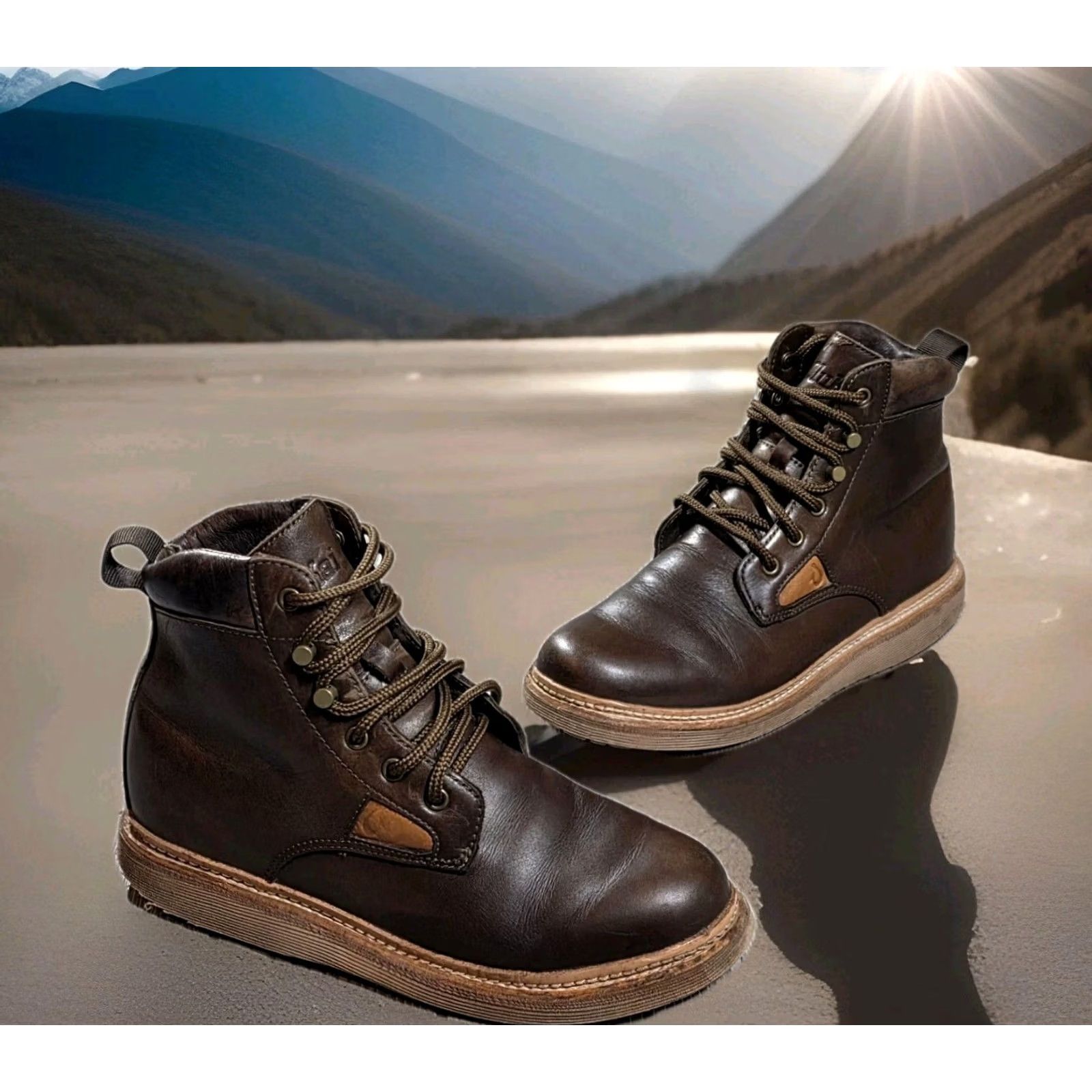 Olukai OLUKAI KILAKILA MENS Chukka Boot Leather Dark BROWN 8.5 Size US 9 / EU 42 - 2 Thumbnail