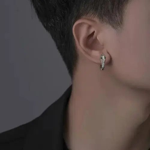 Designer × Jewelry 925 Silver Plated Snake Hoop Earrings for Men Women Size ONE SIZE - 3 Thumbnail