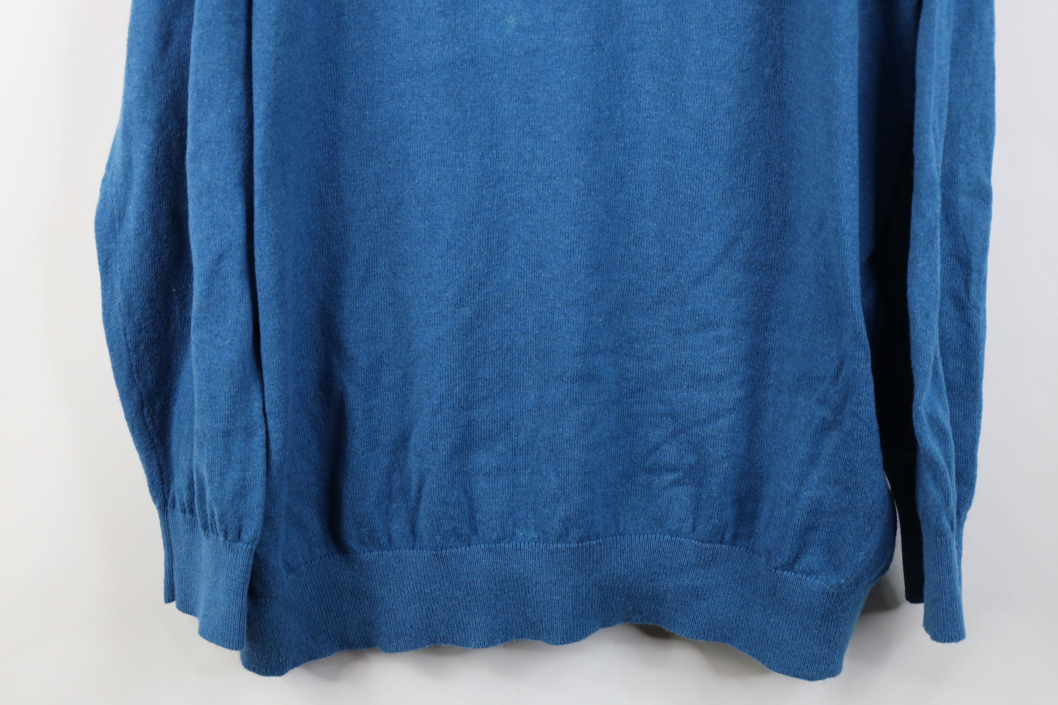 L.L. Bean Vintage LL Bean Cotton Cashmere Knit V-Neck Sweater Blue Size US XXL / EU 58 / 5 - 3 Thumbnail