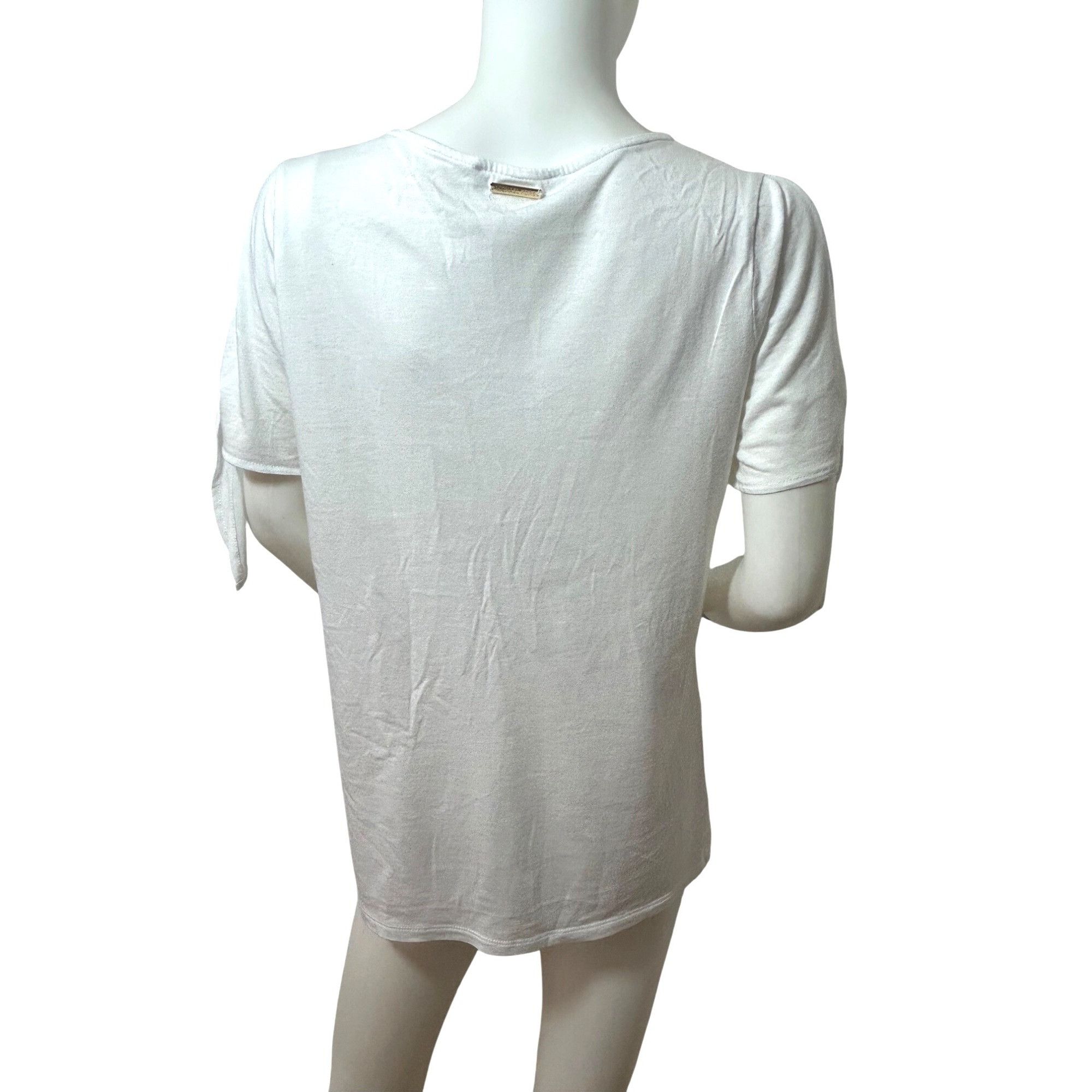 Michael Kors Michael Kors Women’s Top M White Short Sleeve Cold Shoulder Size M / US 6-8 / IT 42-44 - 3 Thumbnail