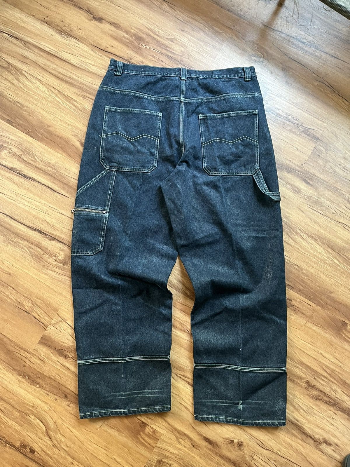 Pre-owned Hype X Vintage Crazy Vintage Baggy Decoded Jnco Carpenter Cargo Skate Jeans In Blue Jean