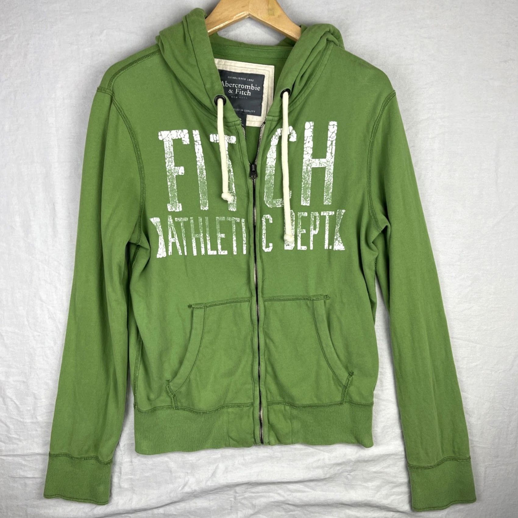 Abercrombie & Fitch VINTAGE Abercrombie & Fitch Hoodie Mens Small Green Athletic Dept Full Zip Sweater Y2K Size US S / EU 44-46 / 1 - 2 Thumbnail