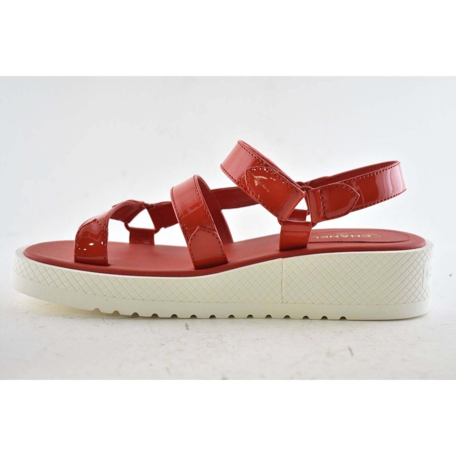 Chanel Chanel 20C Red Patent White CC Logo Mule Slide Strap Size US 10 / IT 40 - 5 Thumbnail