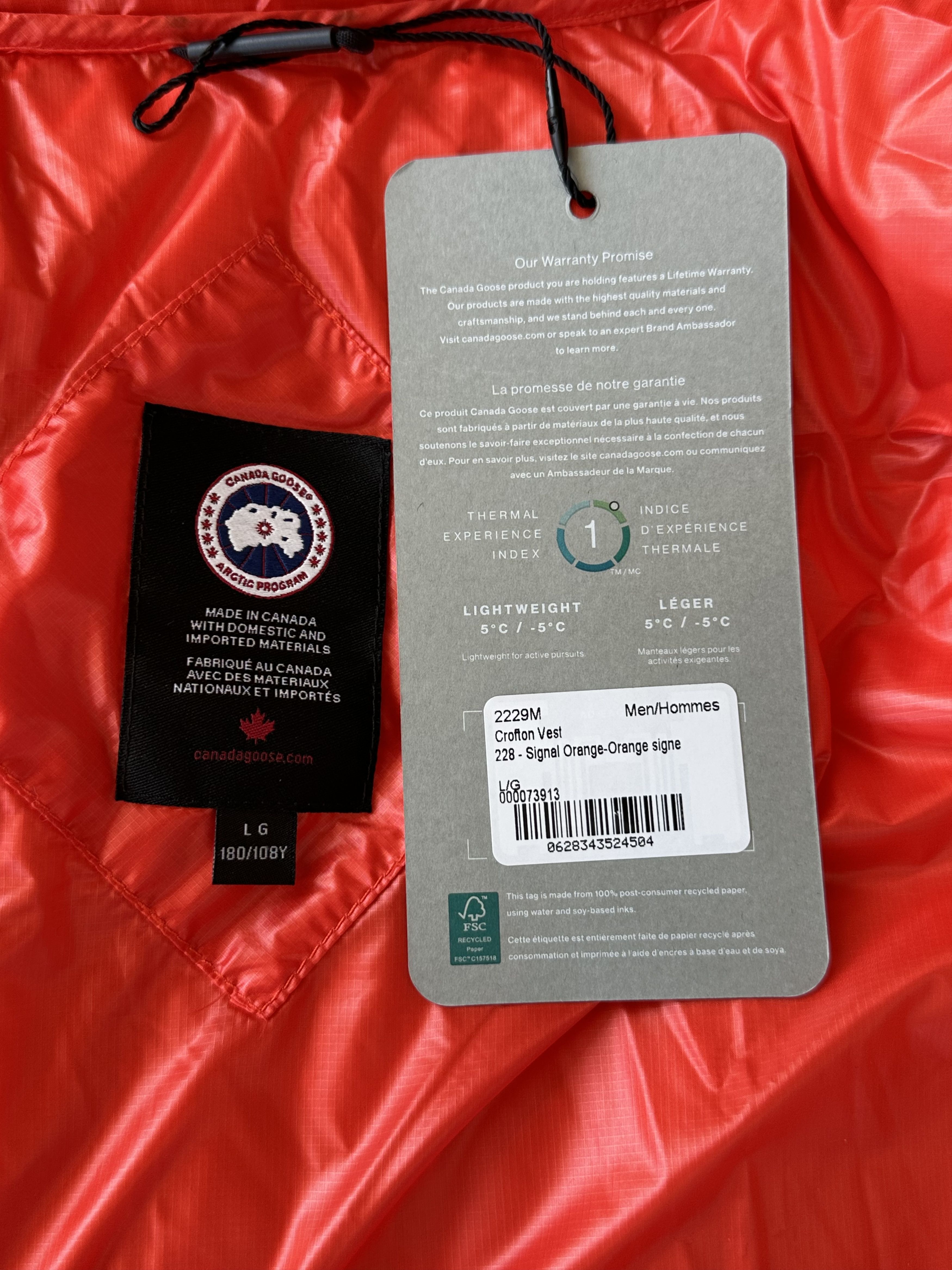 Canada Goose Canada Goose Signal Orange Crofton Men's Vest Size US L / EU 52-54 / 3 - 3 Thumbnail