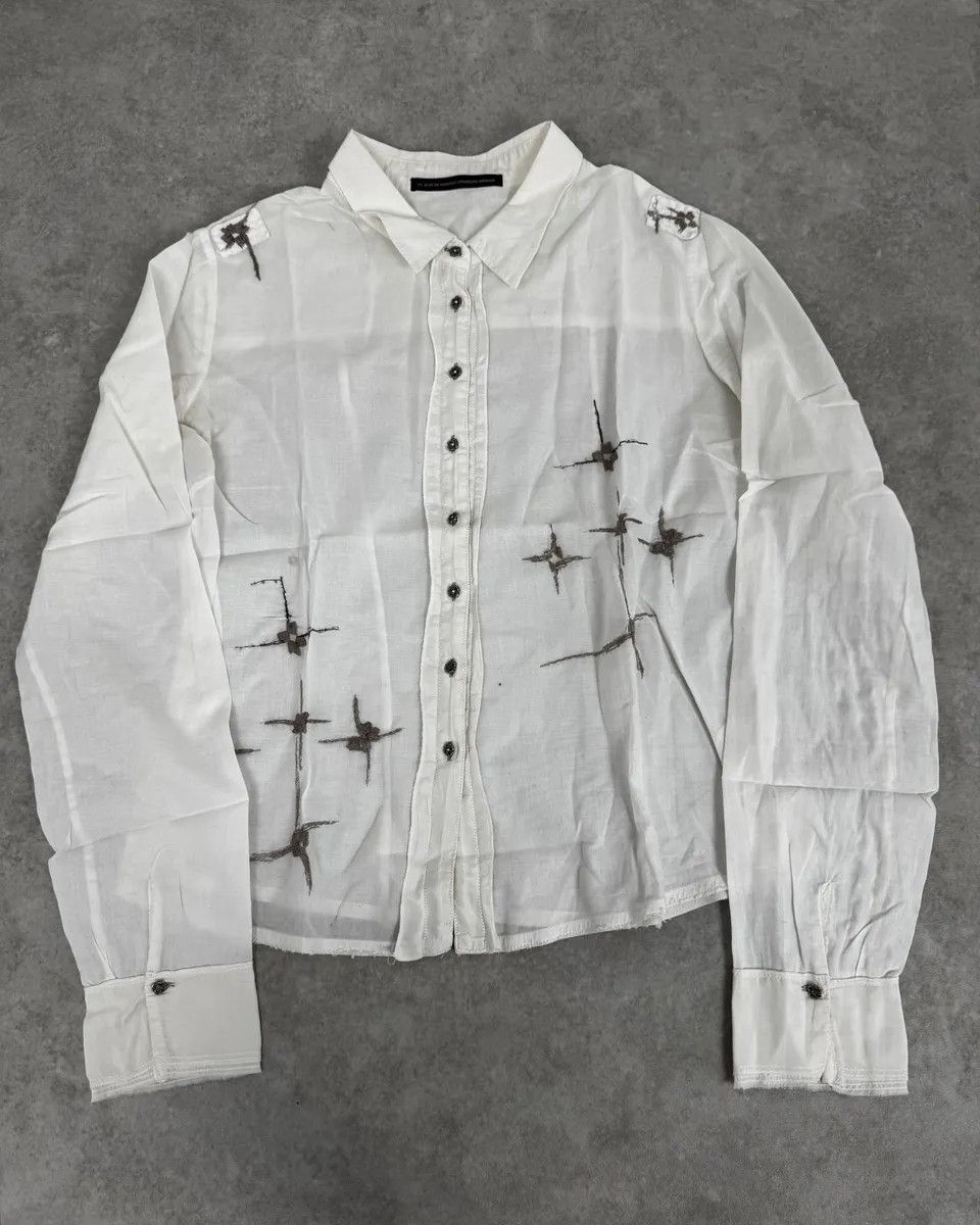 Marithe + Francois Girbaud 2000s Marithé + François Girbaud Stars White Shirt Size US S / EU 44-46 / 1 - 1 Thumbnail