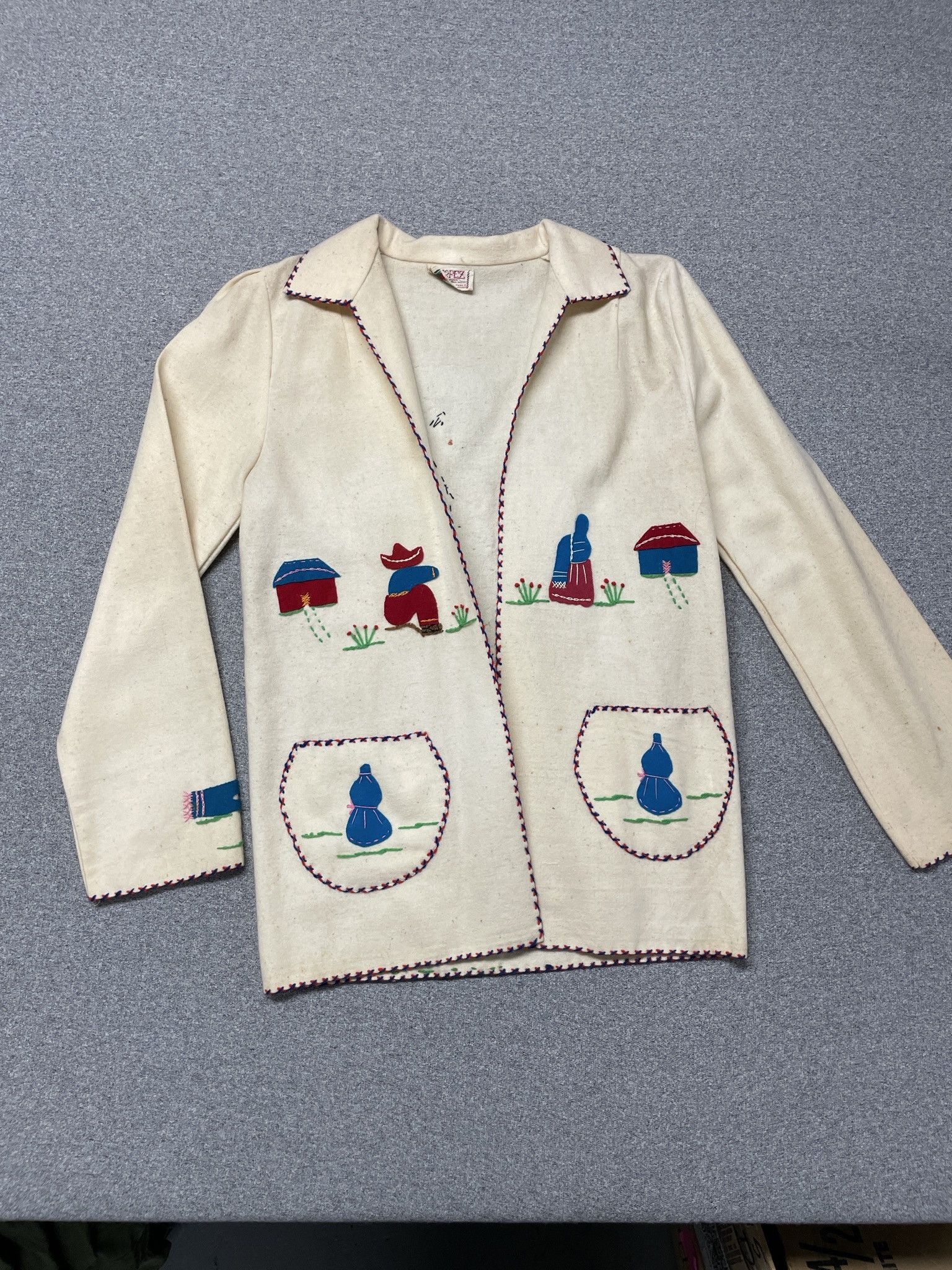 Other Vintage 1950s Mexican Souvenir Wool Embroidered Folk Jacket Size M / US 6-8 / IT 42-44 - 6 Thumbnail