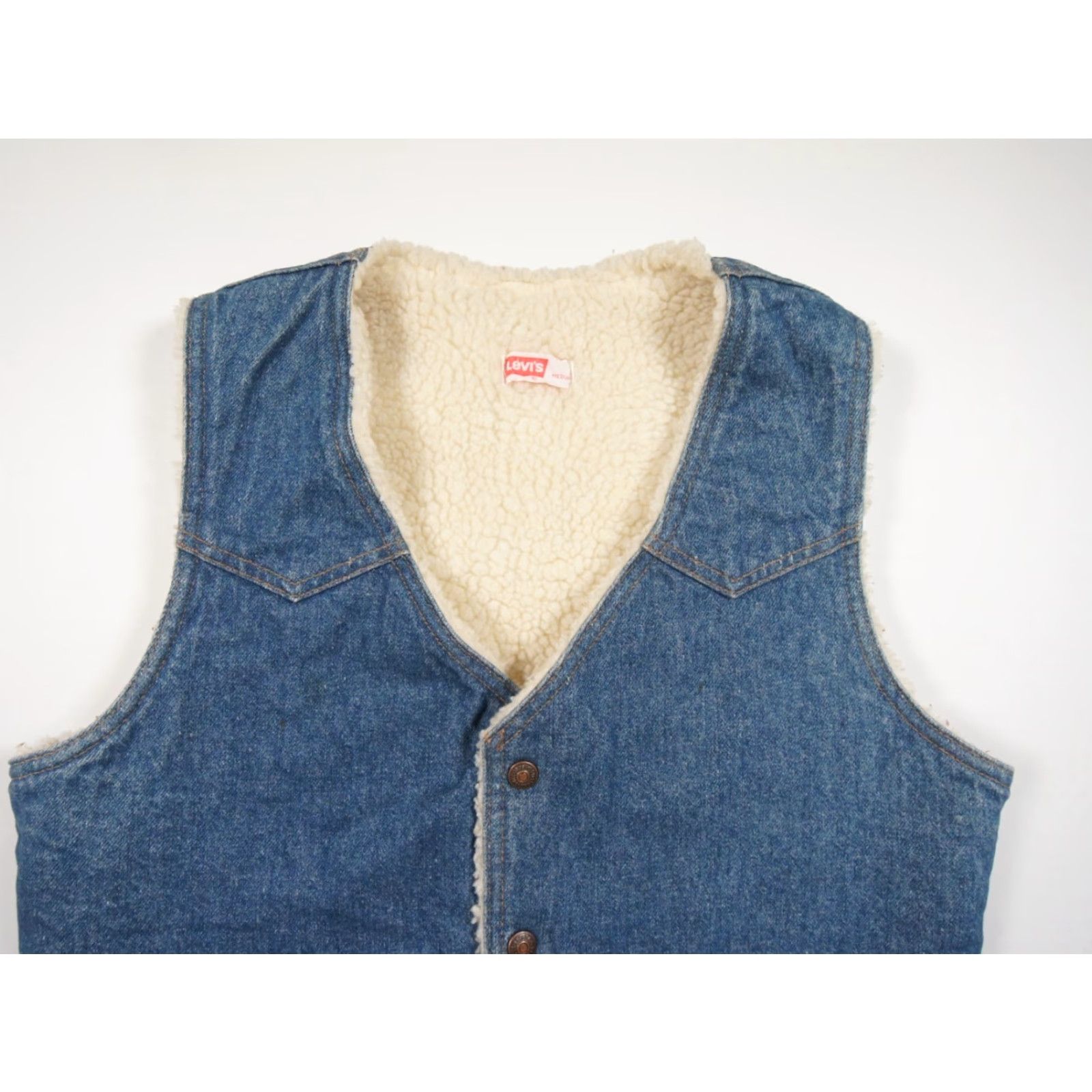Levi's VINTAGE Levi's Jacket Mens M Blue Vest Western Snap Sherpa Lined Orange Tab Jacket Size US M / EU 48-50 / 2 - 2 Thumbnail