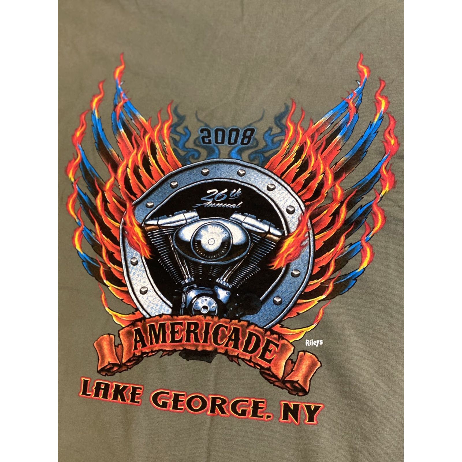 Harley Davidson Harley-Davidson T-Shirt Mens XL Brown Motorcycle Americade Lake George NY 2008 Size US XL / EU 56 / 4 - 5 Thumbnail