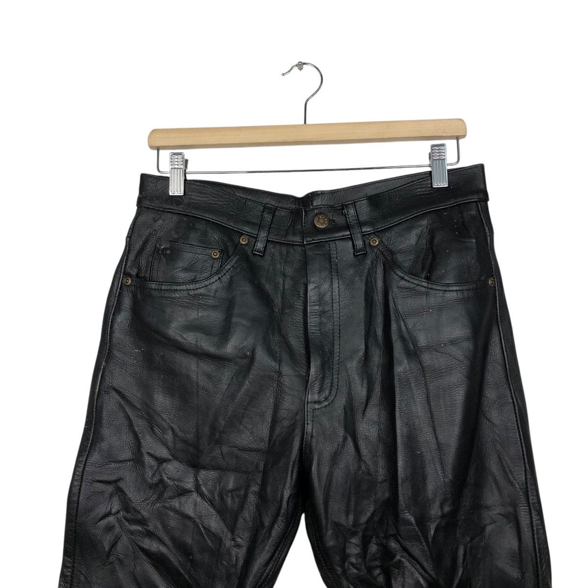 Genuine Leather 📌Vintage Biker Genuine Leather Pants BBH Clothing Size US 31 - 4 Thumbnail