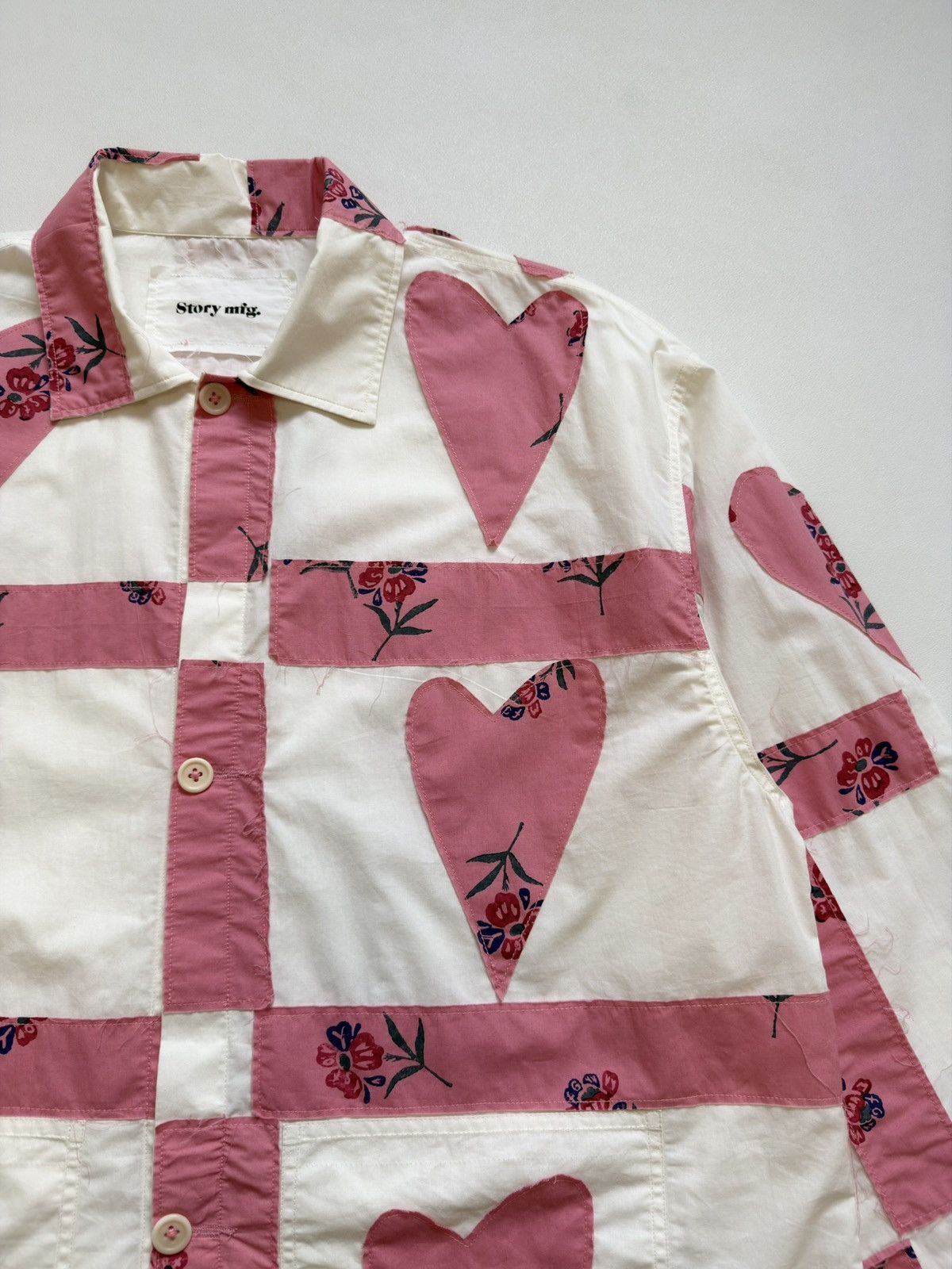 Story Mfg. S/S 24 Sample ‘Patch Work Hearts’ Over Shirt Size US M / EU 48-50 / 2 - 7 Thumbnail