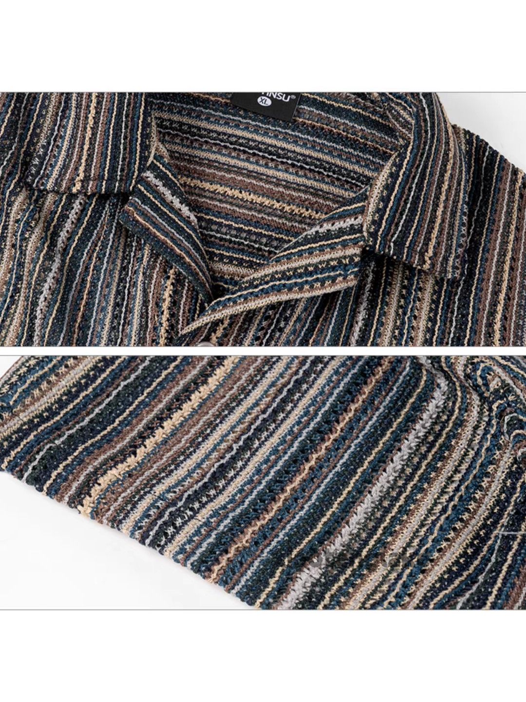 Vintage Unisex utility punk hiphop yuppie striped party shirt Size US XL / EU 56 / 4 - 5 Thumbnail
