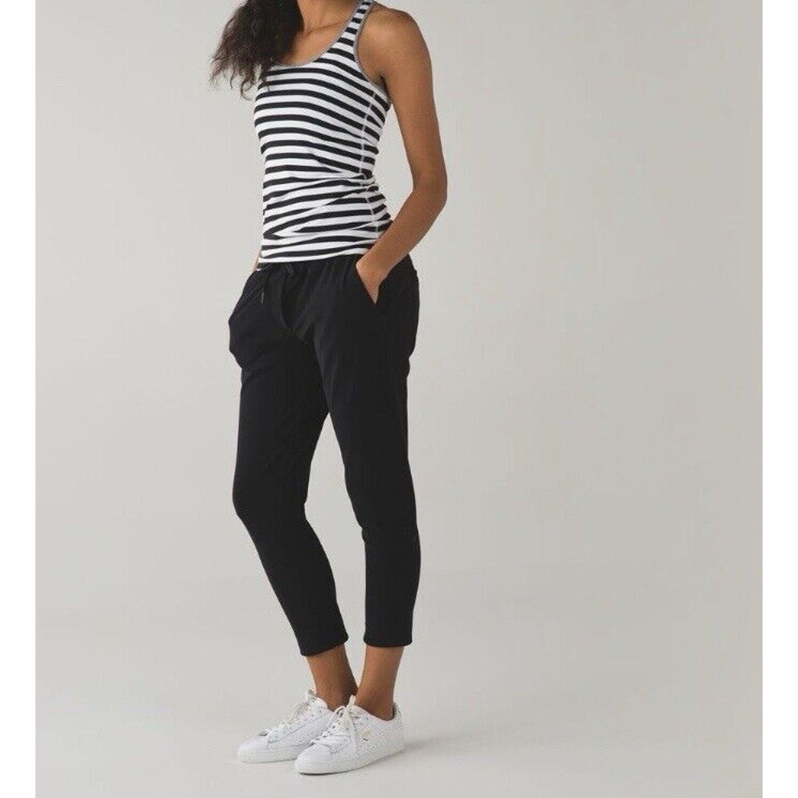 Lululemon LULULEMON Cool Racerback Tank Top Black White Apex Stripe 0 Size XS / US 0-2 / IT 36-38 - 2 Thumbnail