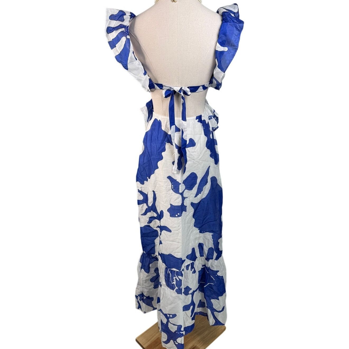 SIR. Sir The Label Vivi Frill Maxi Dress blue white size US 2 XS Size XS / US 0-2 / IT 36-38 - 11 Thumbnail