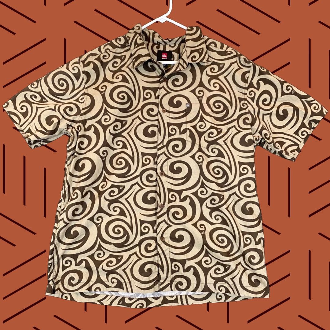 Quiksilver Quiksilver Shirt Mens XL Brown Geometric Button Up Outdoors L/S Pocket Size US XL / EU 56 / 4 - 1 Thumbnail