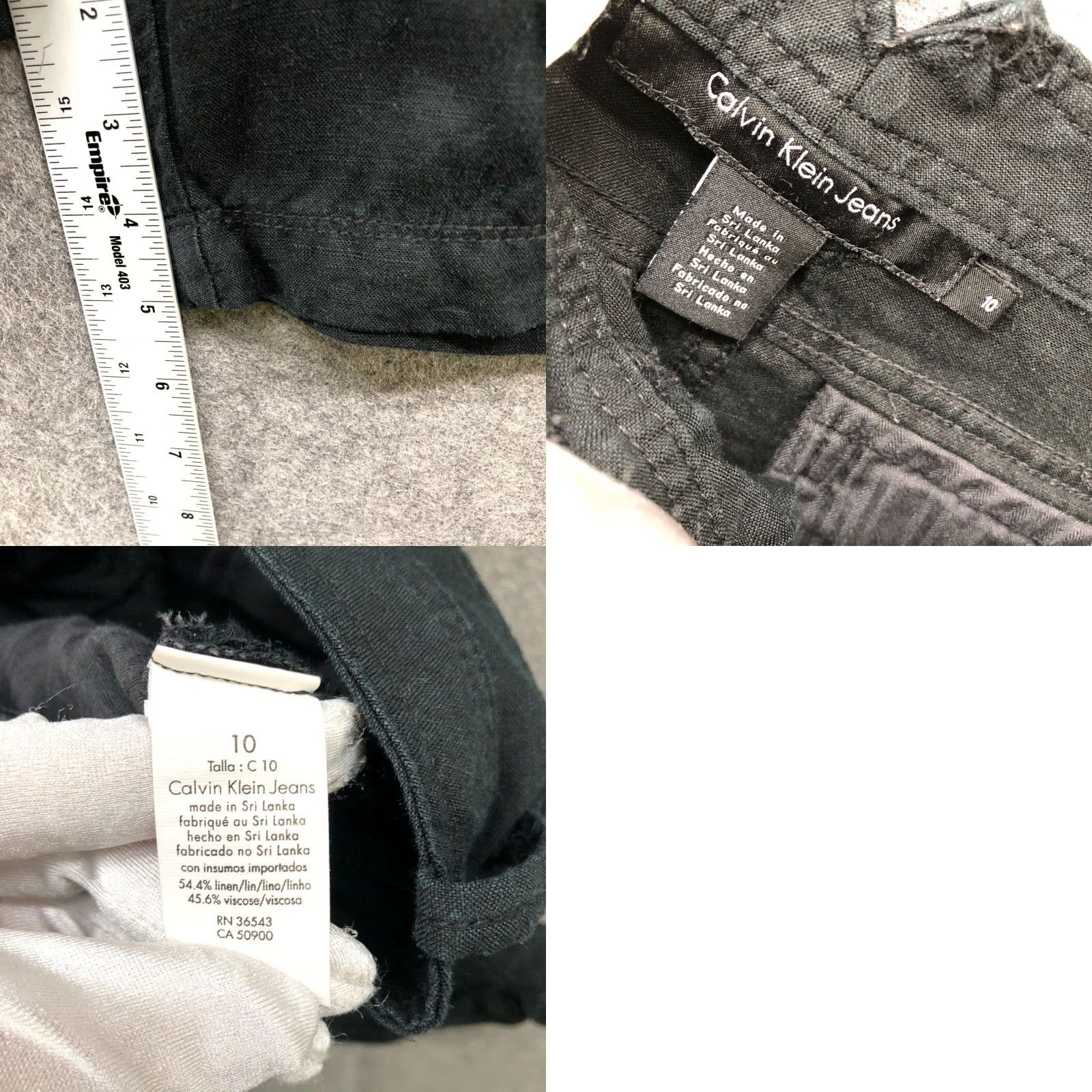 Calvin Klein CALVIN KLEIN Linen Blend Utility Shorts Womens Size 10 Black Mid Rise 5'' Casual Size 32" / US 10 / IT 46 - 8 Thumbnail