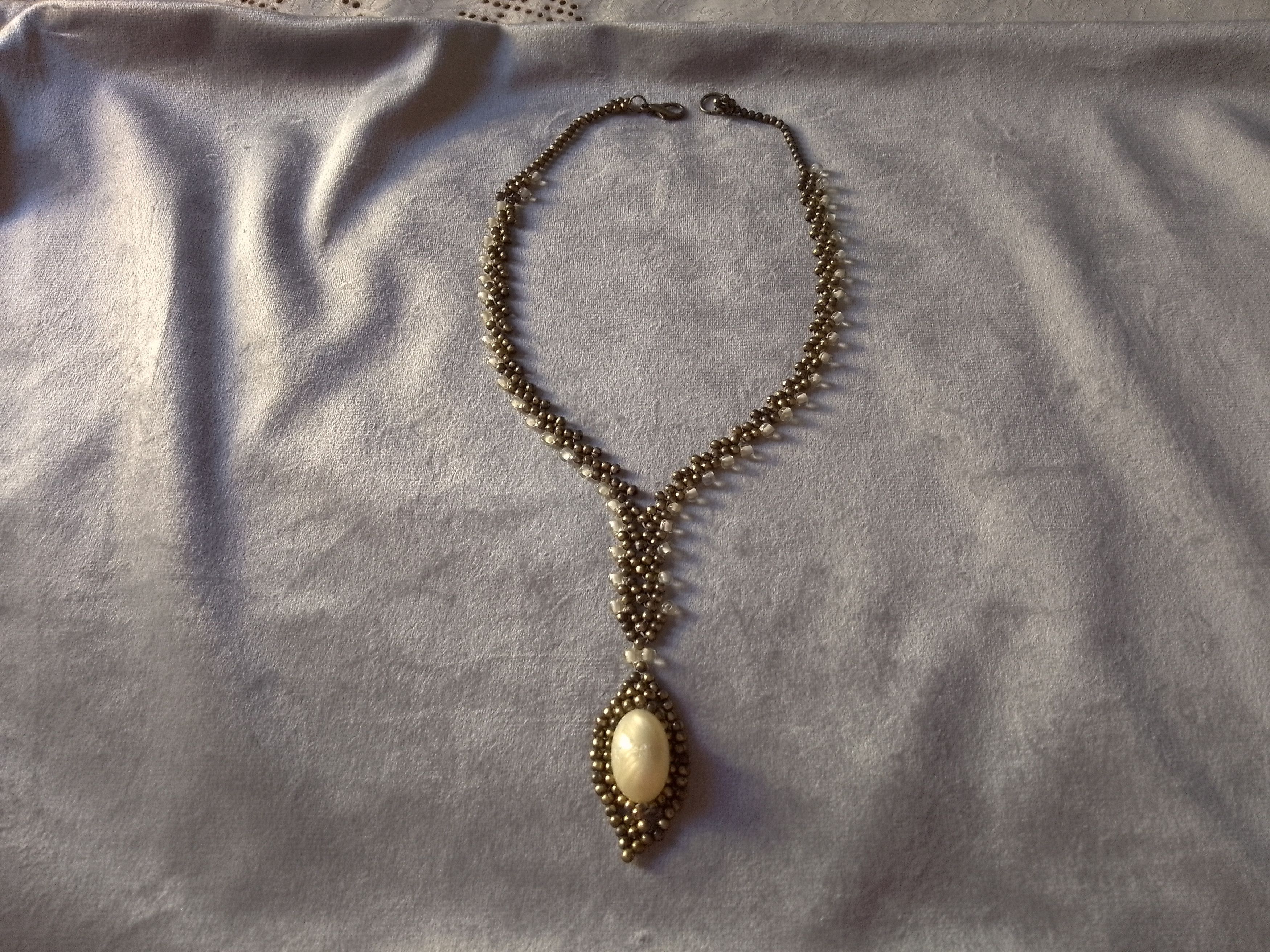 Handmade Necklace Long Vintage Braided Pearl Antique Materials Size ONE SIZE - 1 Thumbnail